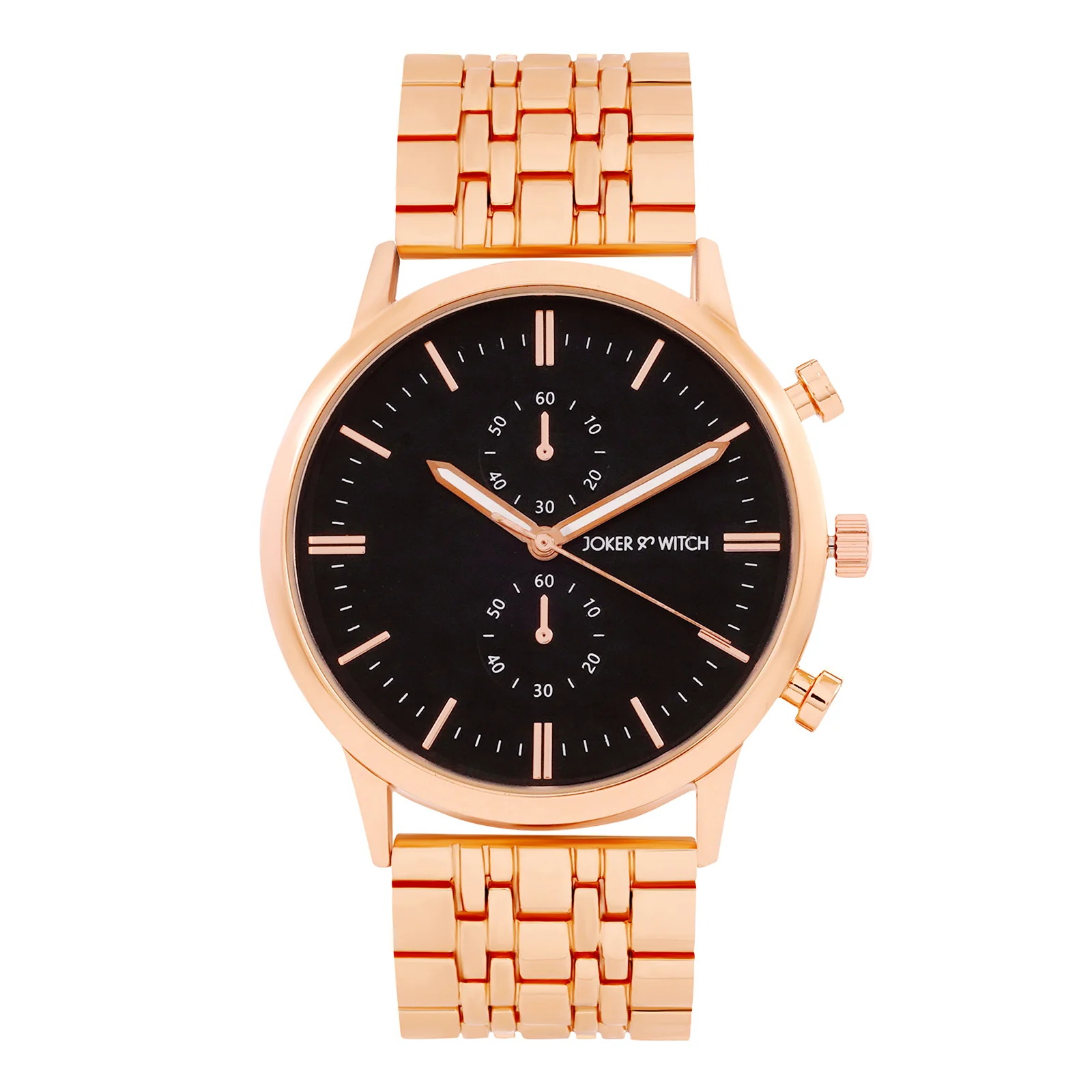 Niko Black Large Dial Rose Gold Linked Chain Strap Men's Watch