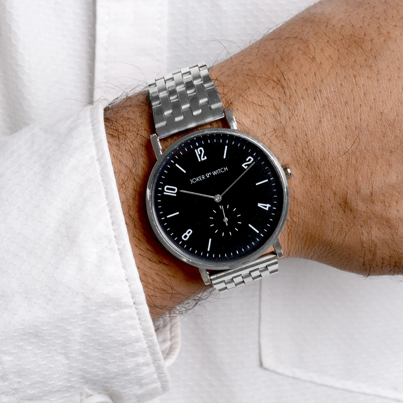 Noel Black Large Dial Silver Linked Chain Strap Men's Watch - Image 2