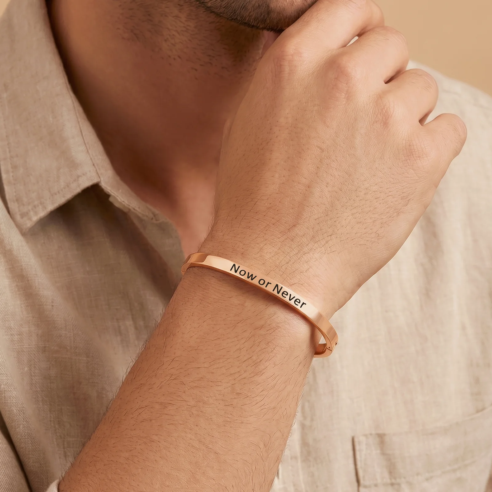 Now or Never Rose Gold Mantra Band - Image 3