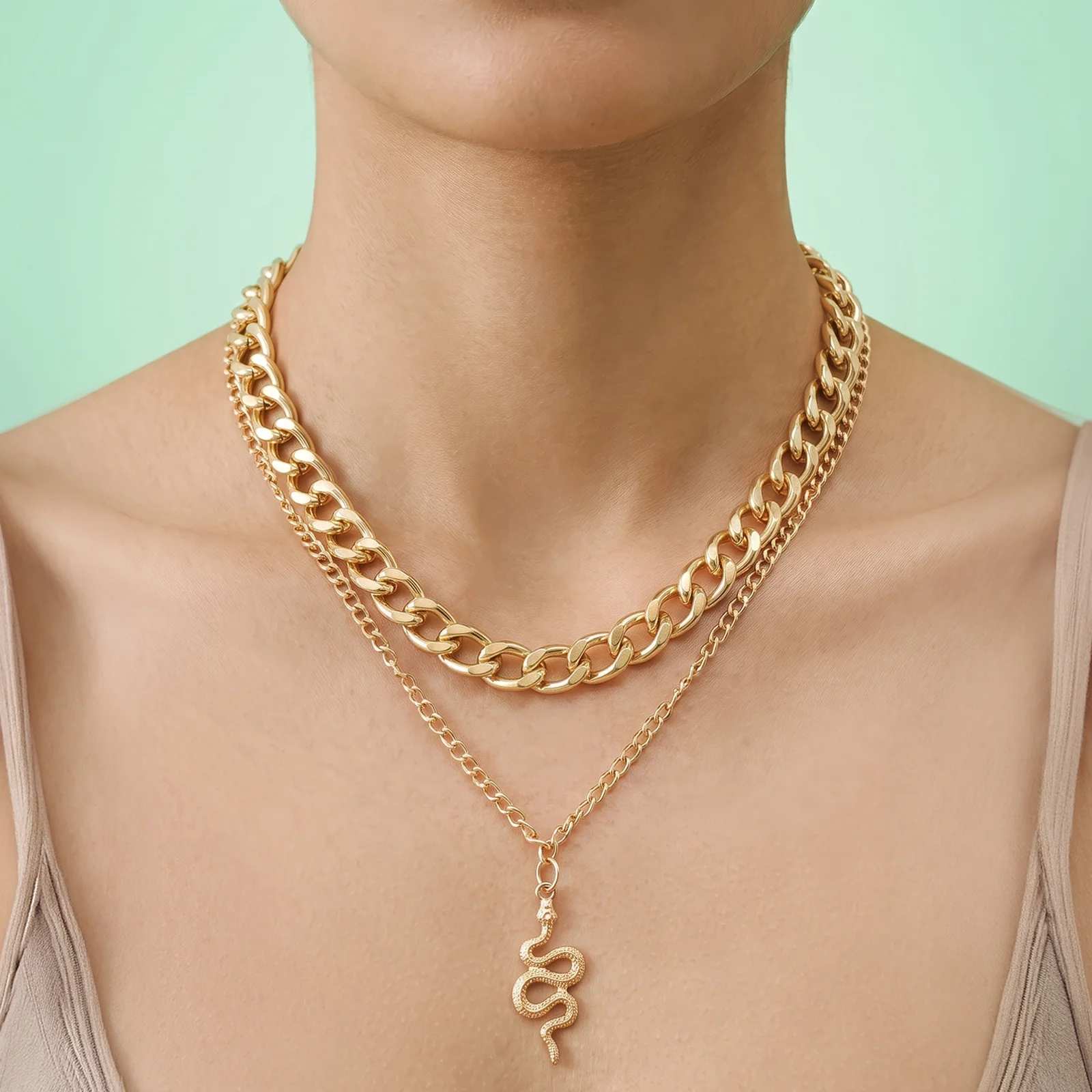 Nyxira Gold Snake Necklace