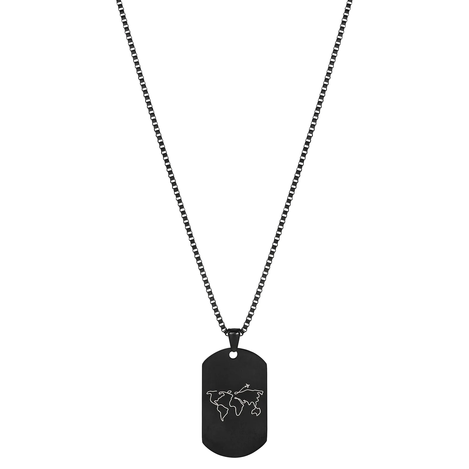 One World Black Men's Curve Tag Mantra Necklace - Image 4