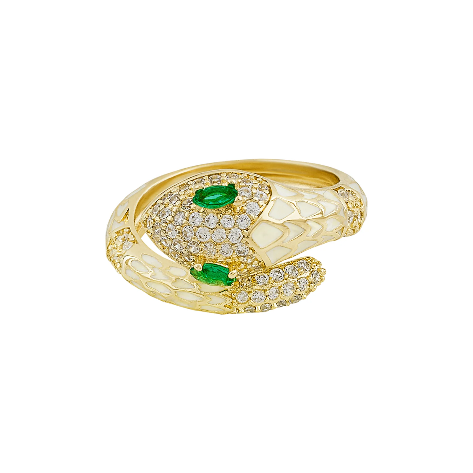 Orozo Gold & White Snake Ring - Image 3