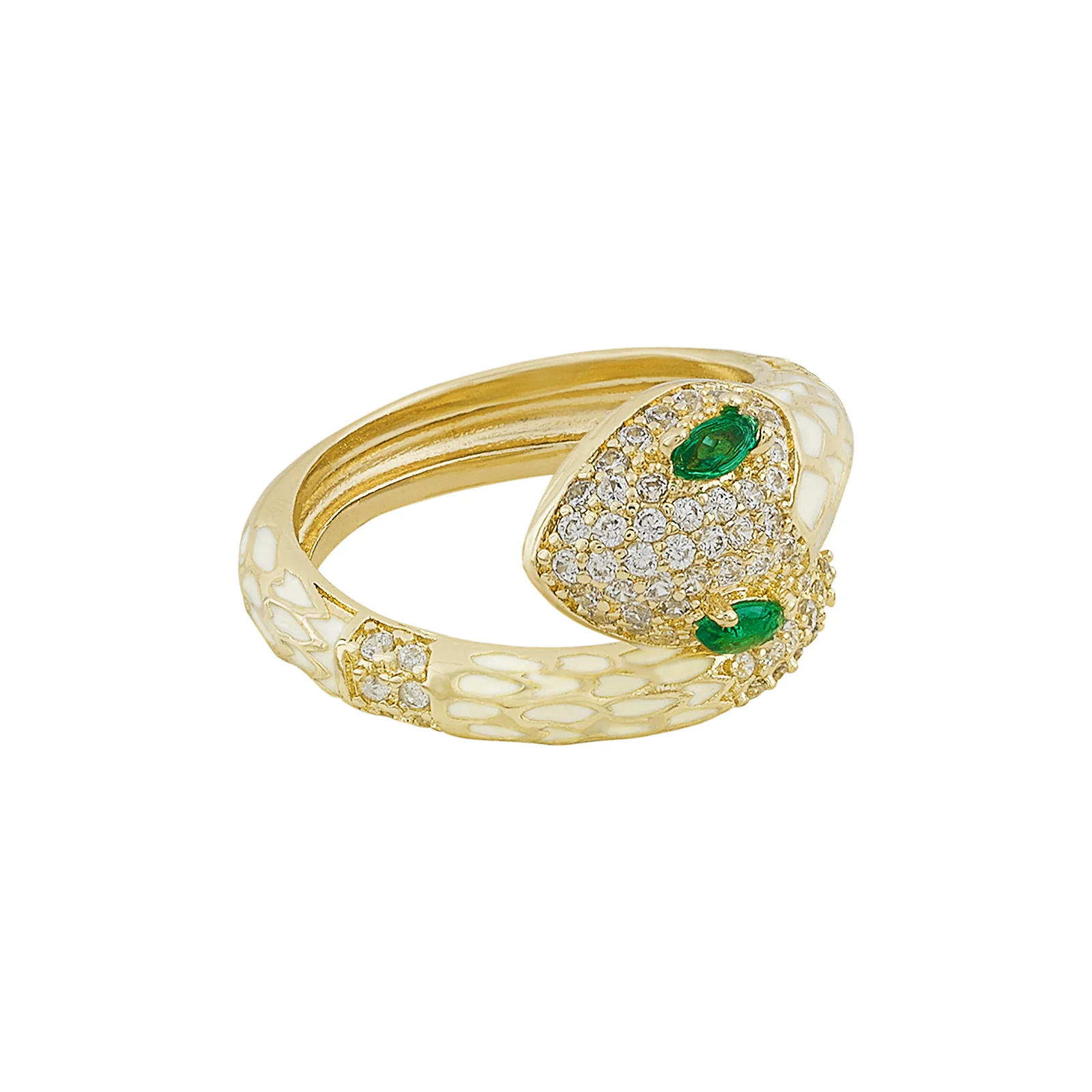 Orozo Gold & White Snake Ring - Image 4
