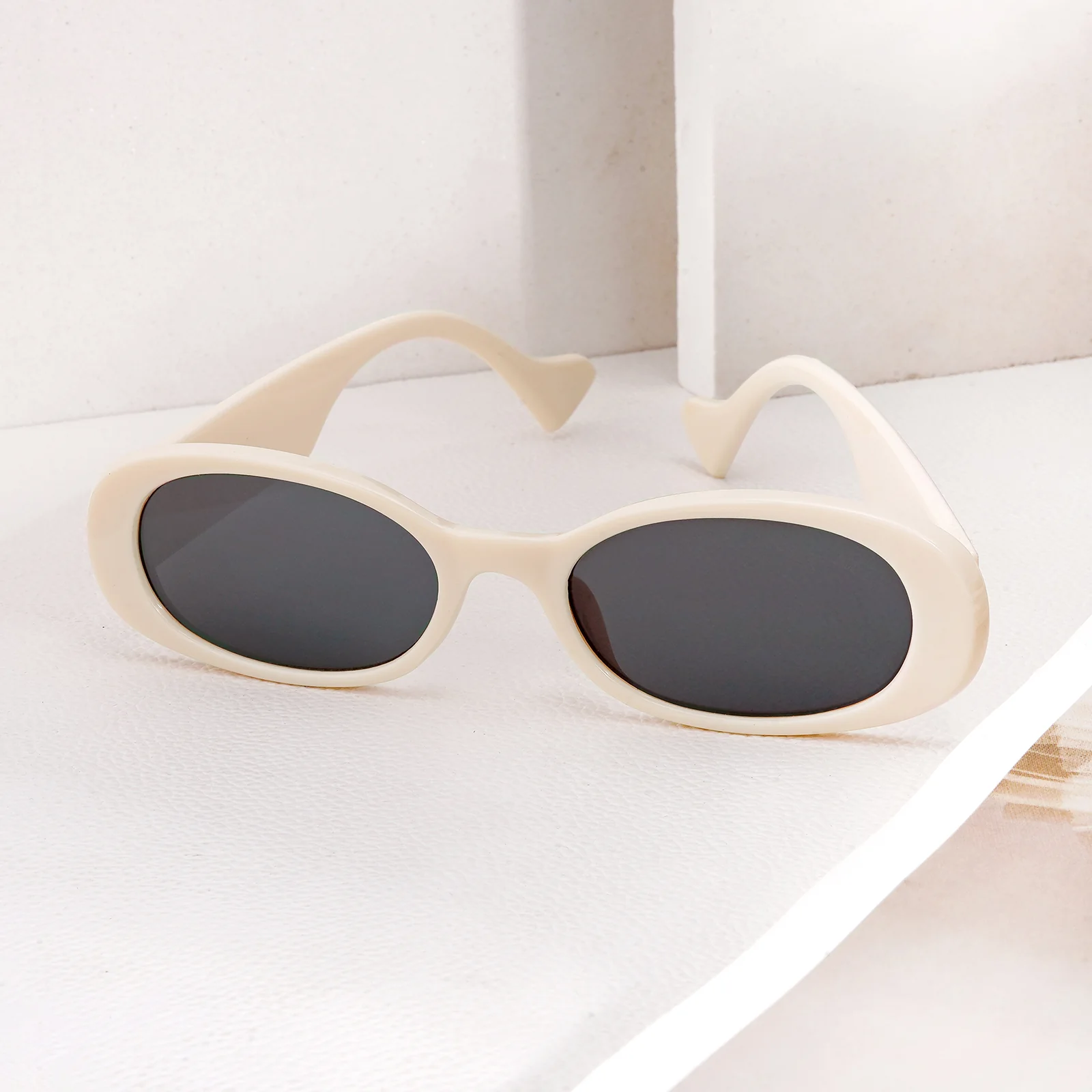 Ovalina Cream Rectangular Sunglasses