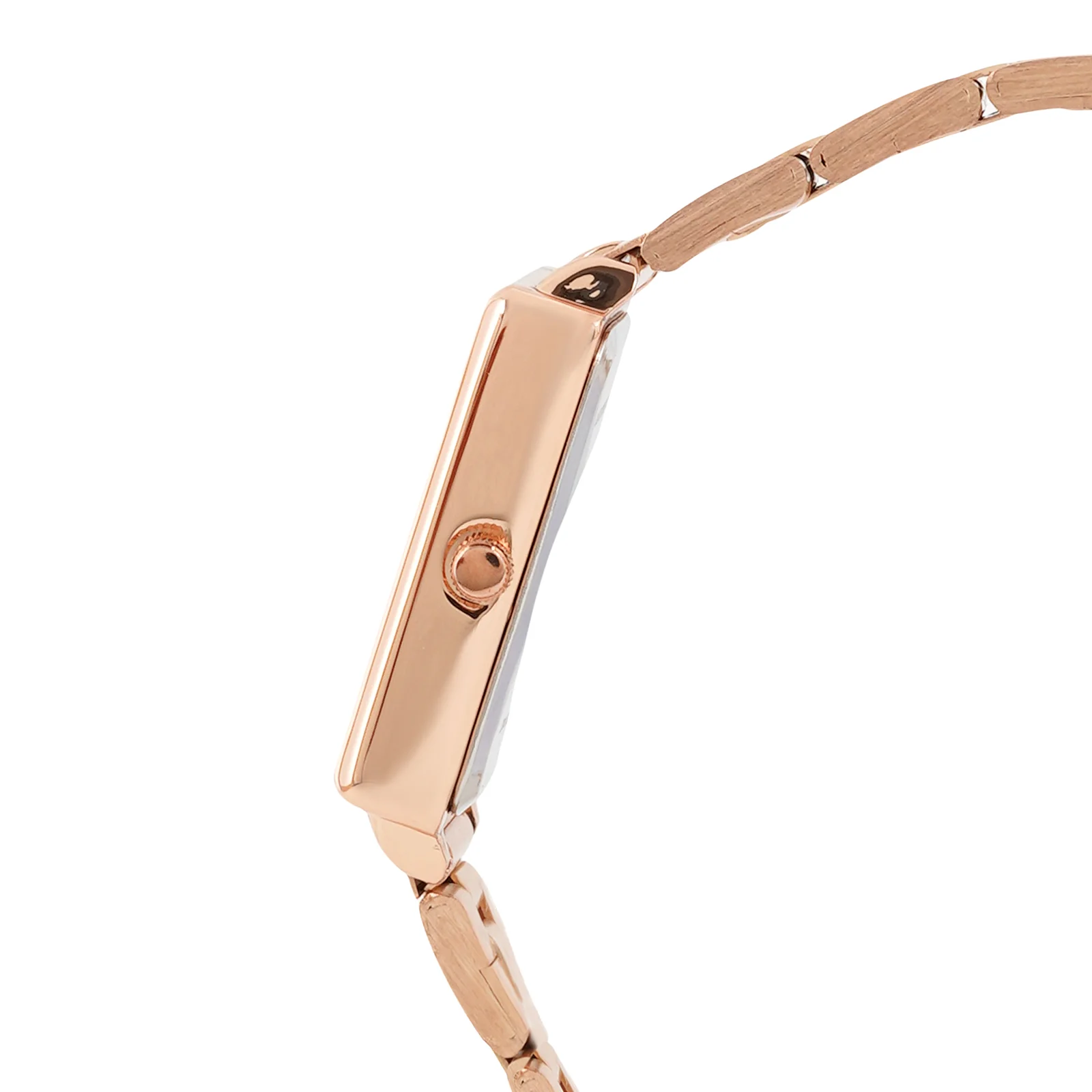 Patio White Medium Rectangle Dial Rose Gold Linked Chain Strap Women's Watch - Image 5