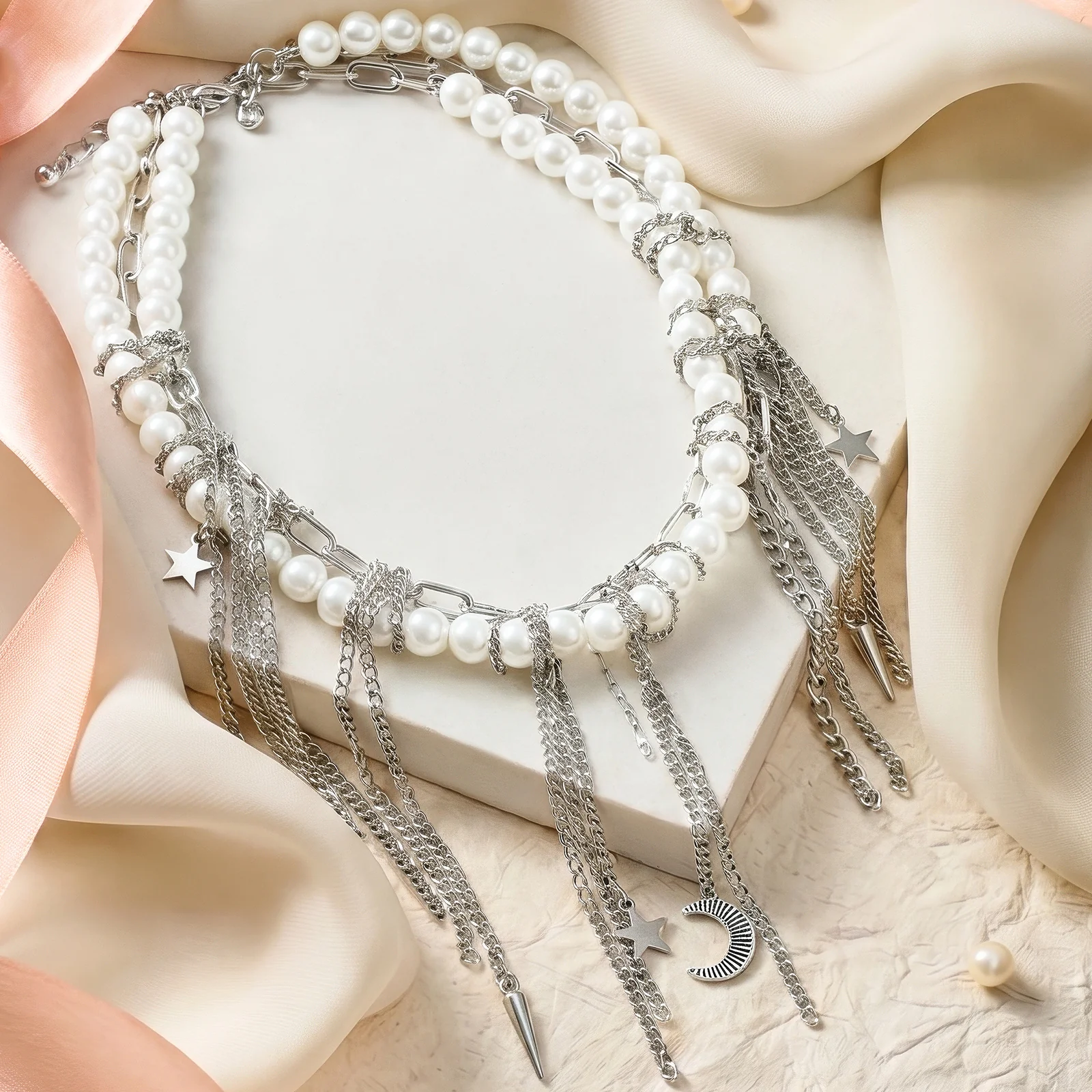 Pearlienne Silver Molten Pearl Necklace - Image 2
