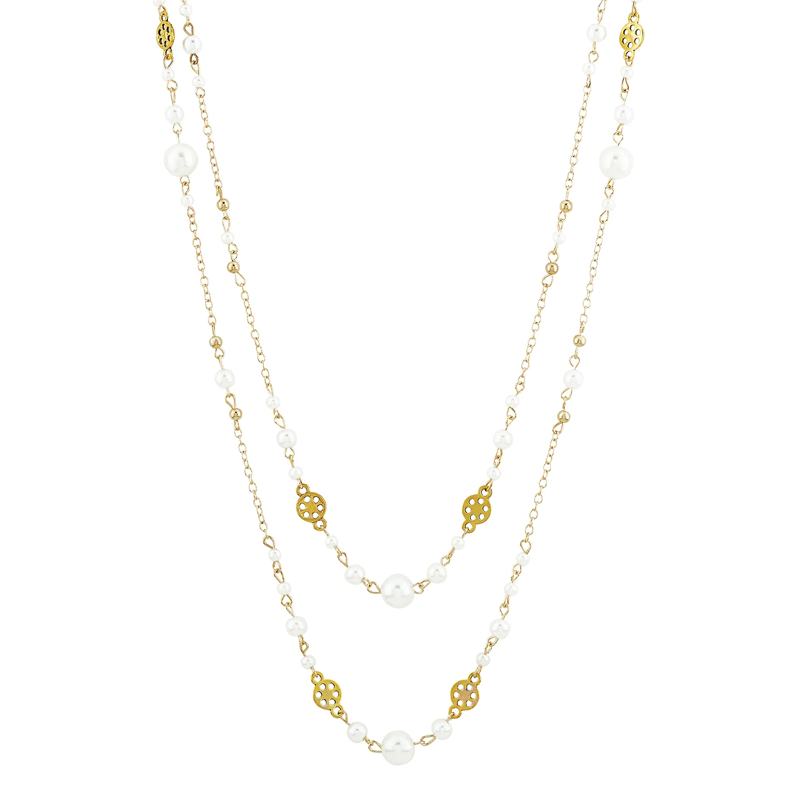 Pearlora Layered Molten Pearl Gold Necklace - Image 3