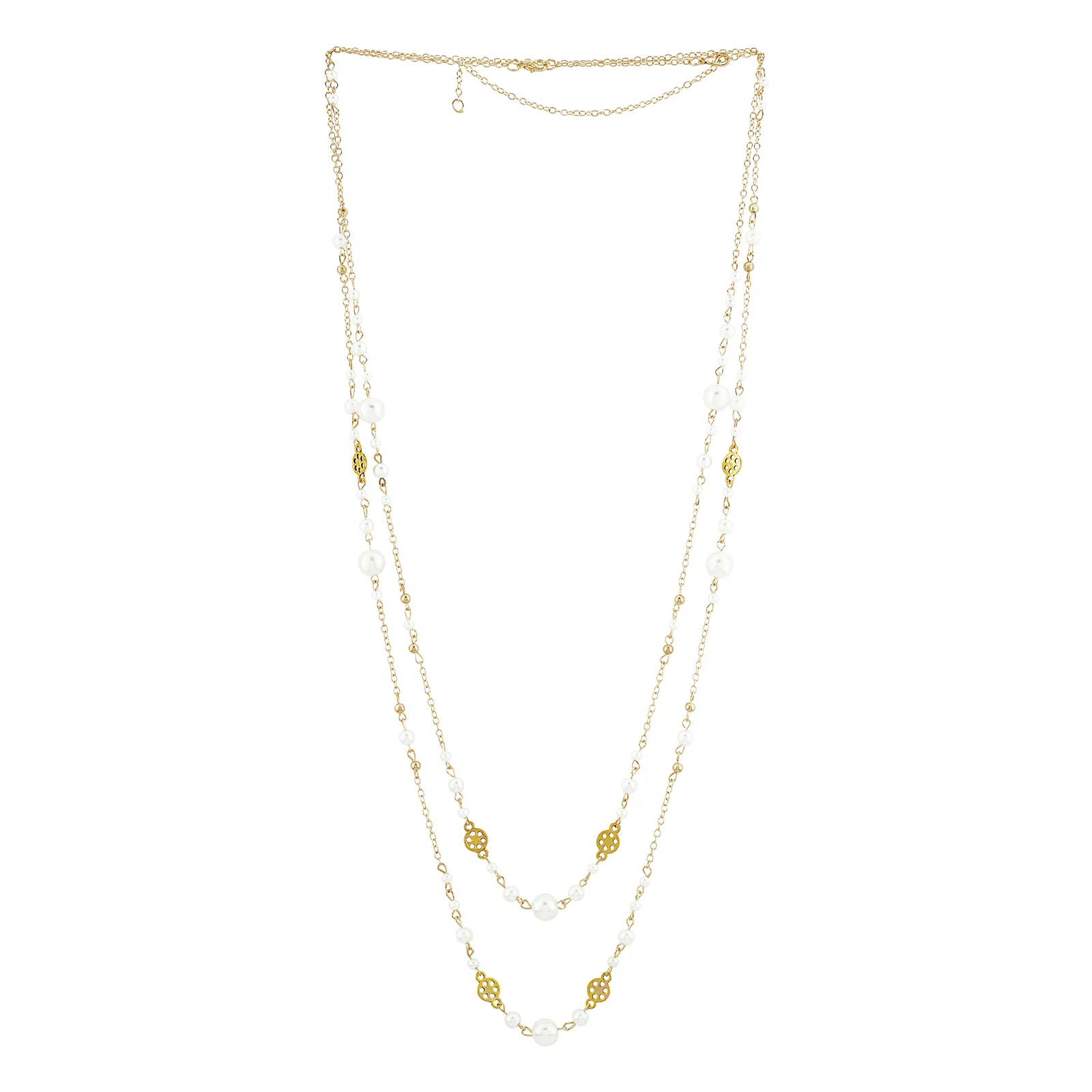 Pearlora Layered Molten Pearl Gold Necklace - Image 4