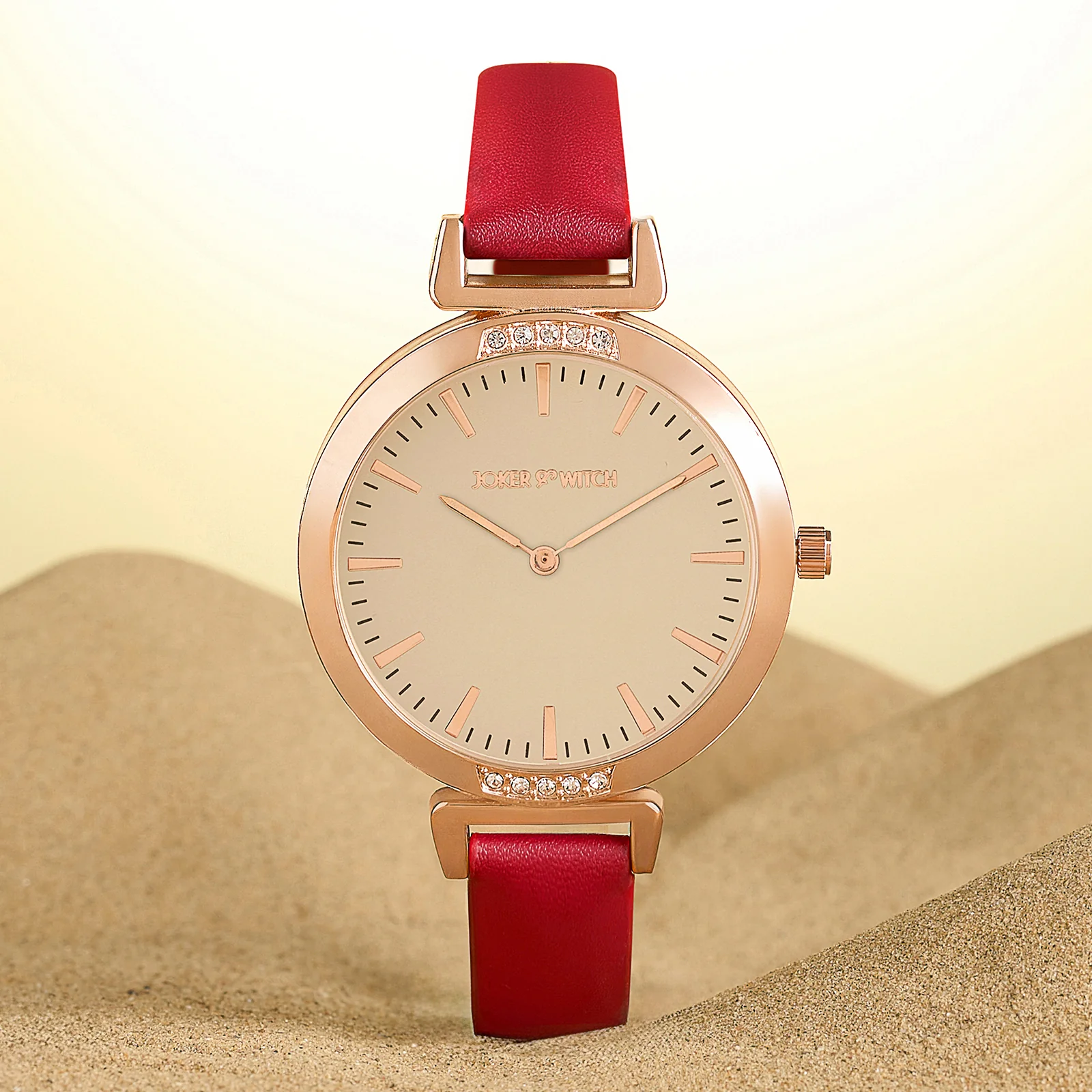Petite Beige Medium Dial Maroon PU Strap Women's Watch - Image 2
