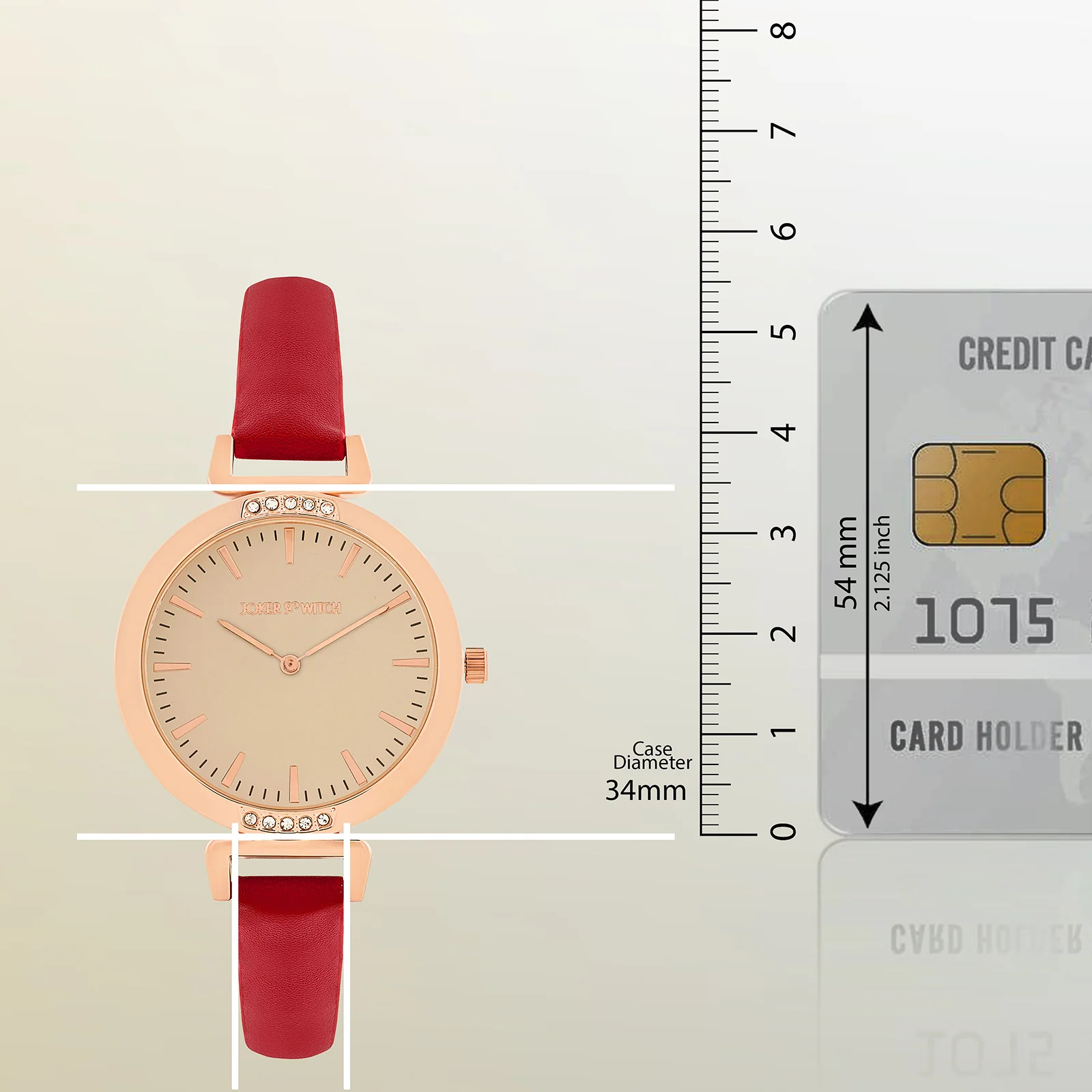 Petite Beige Medium Dial Maroon PU Strap Women's Watch - Image 8