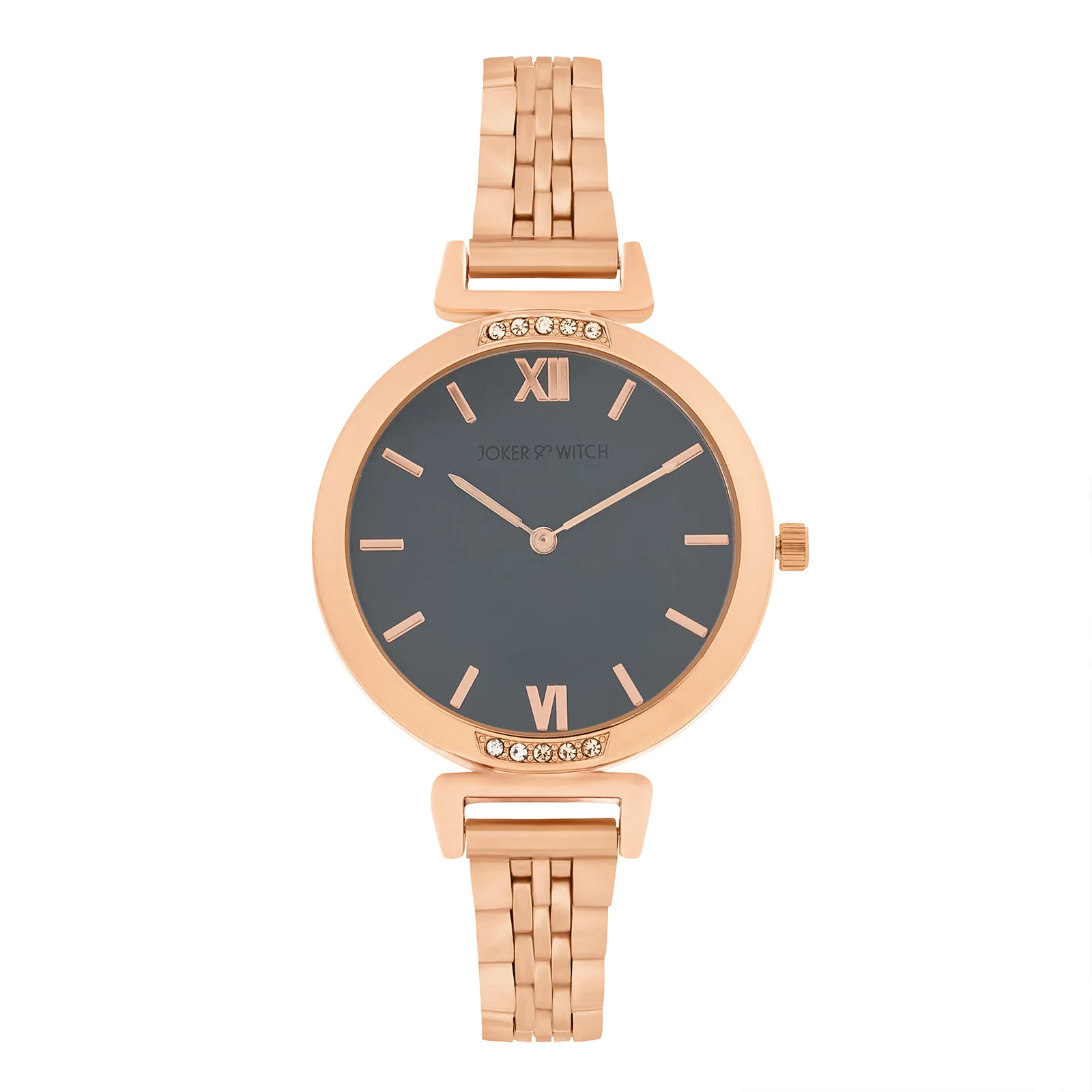 Petite Charcoal Medium Dial Rose Gold Linked Chain Strap Women's Watch - Image 3