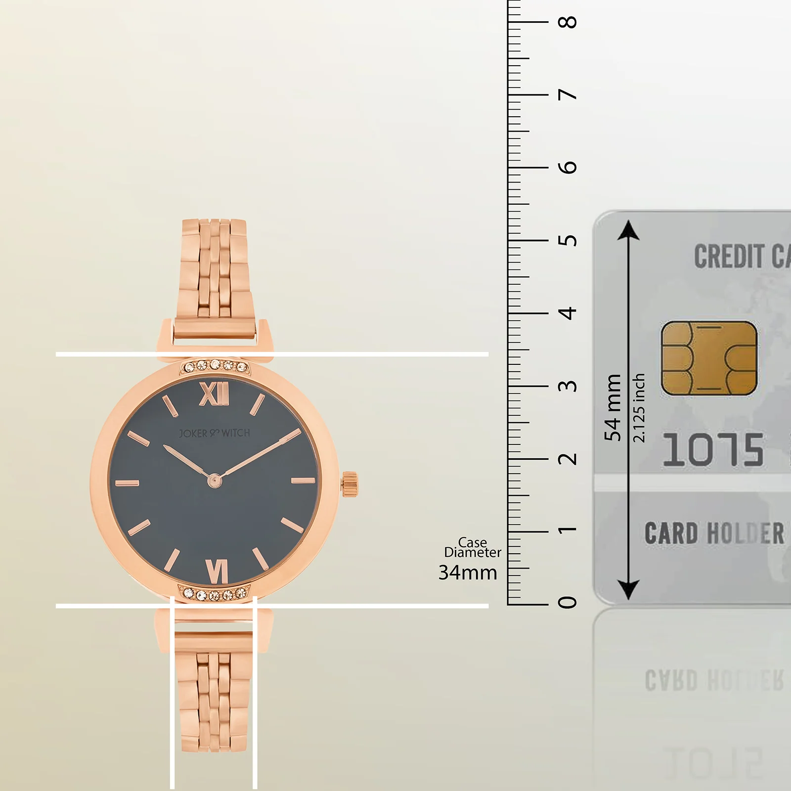 Petite Charcoal Medium Dial Rose Gold Linked Chain Strap Women's Watch - Image 8