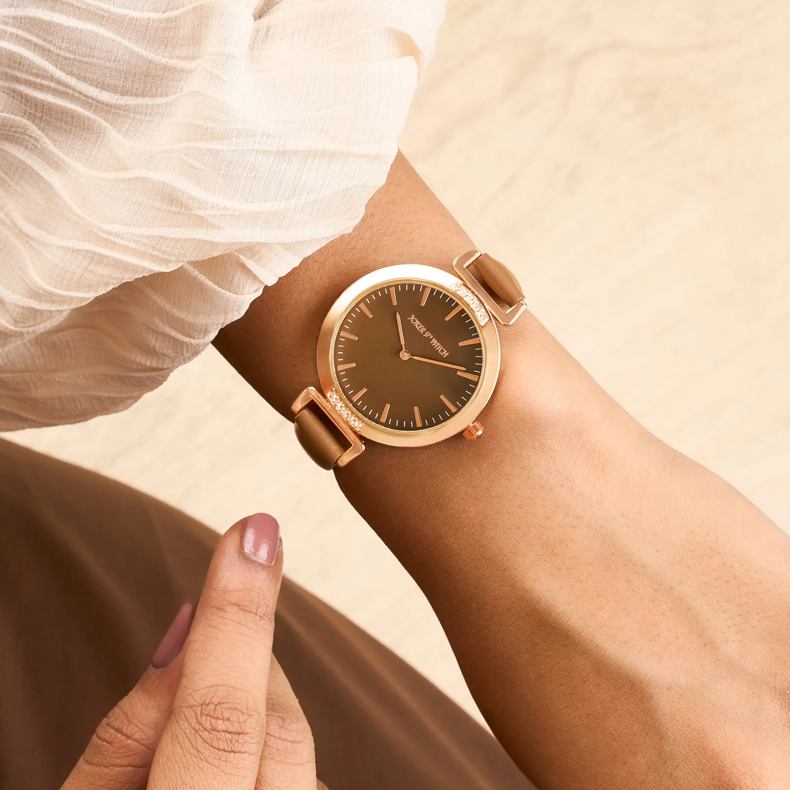 Petite Mocha Medium Dial PU Strap Women's Watch - Image 2