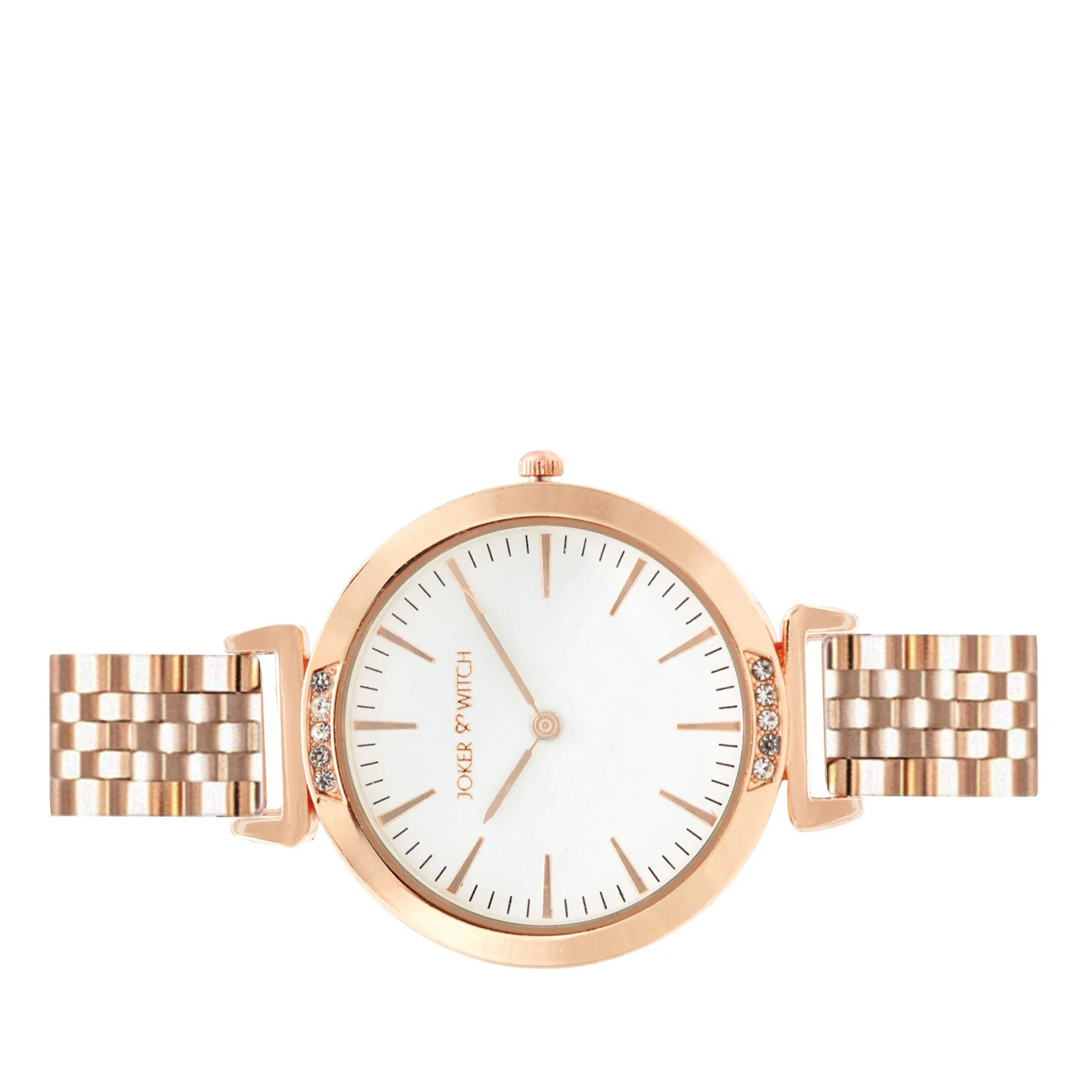 Petite White Medium Dial Rose Gold Linked Chain Strap Women's Watch - Image 4