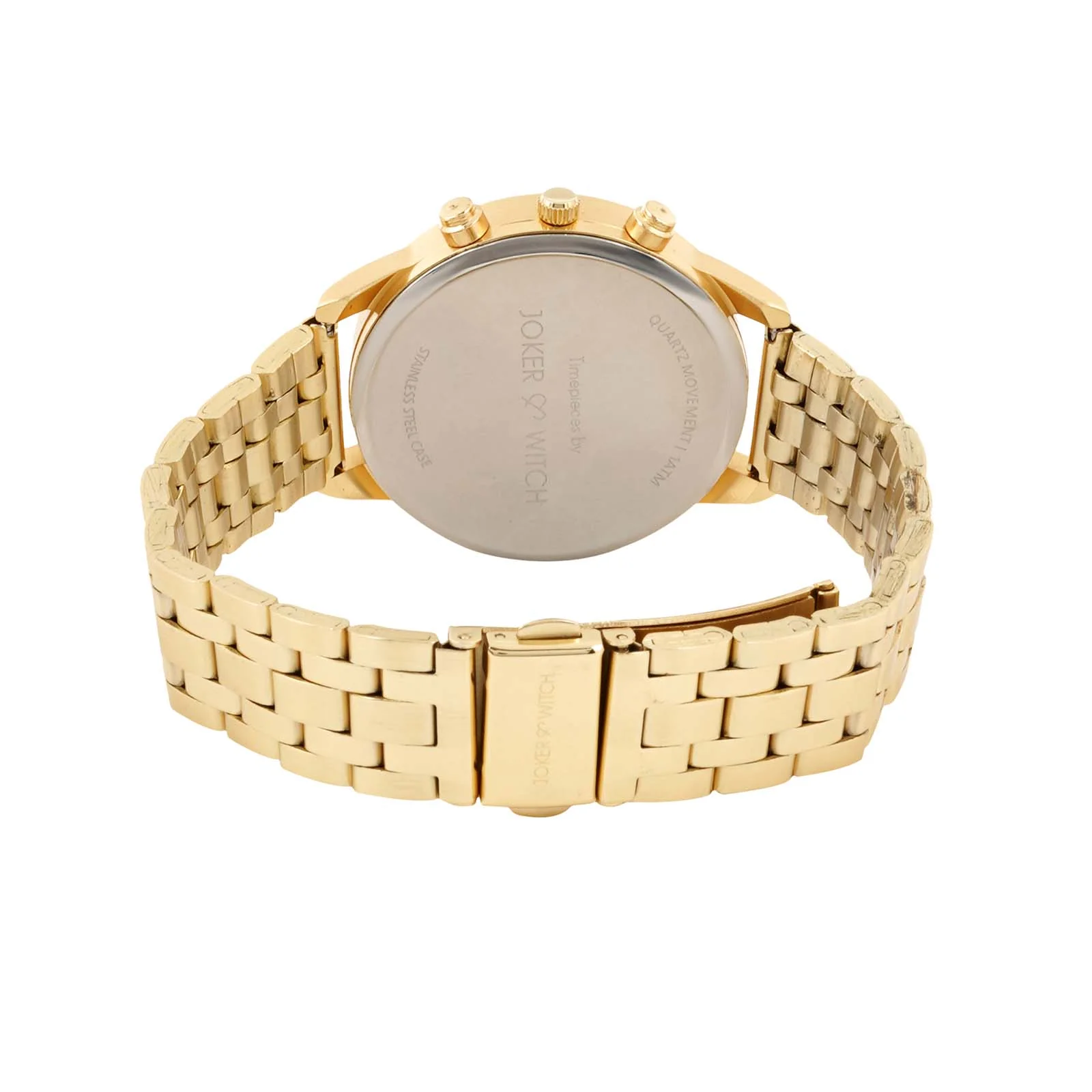 Prague White Large Dial Gold Linked Chain Strap Women's Watch - Image 6
