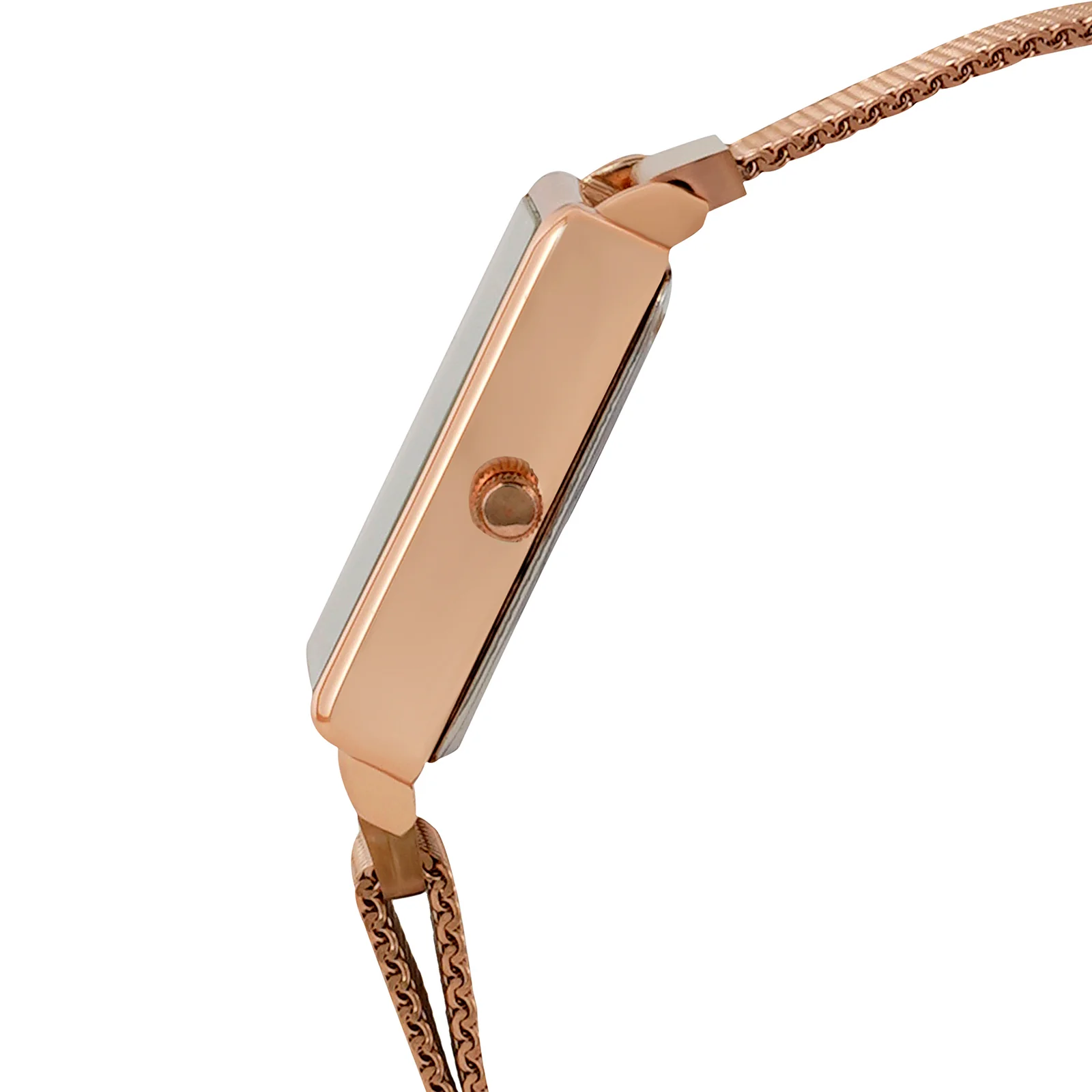 Quad Black Small Rectangle Dial Rose Gold Magnetic Strap Women's Watch - Image 5