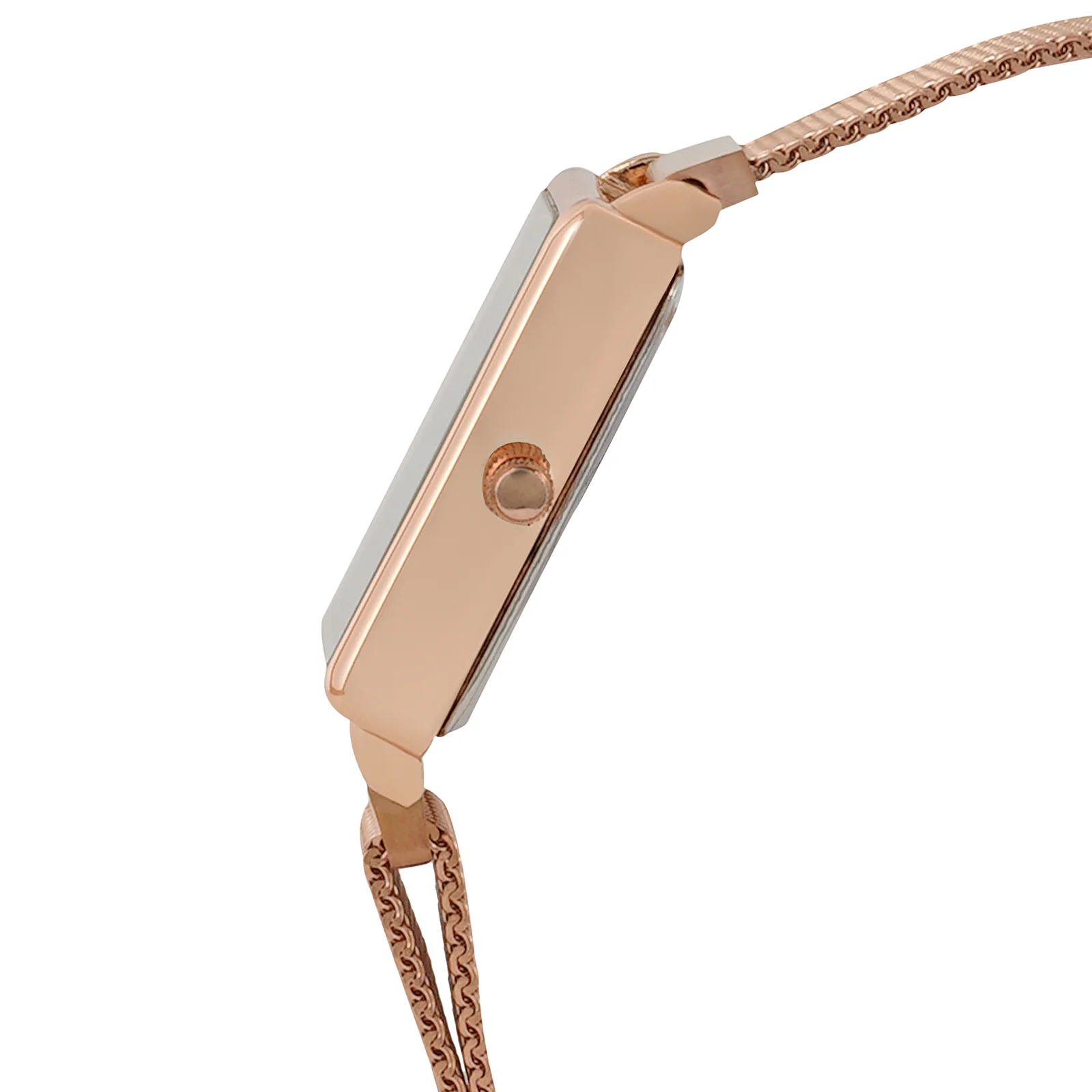 Quad Black Small Rectangle Marble Dial Rose Gold Magnetic Strap Women's Watch - Image 5