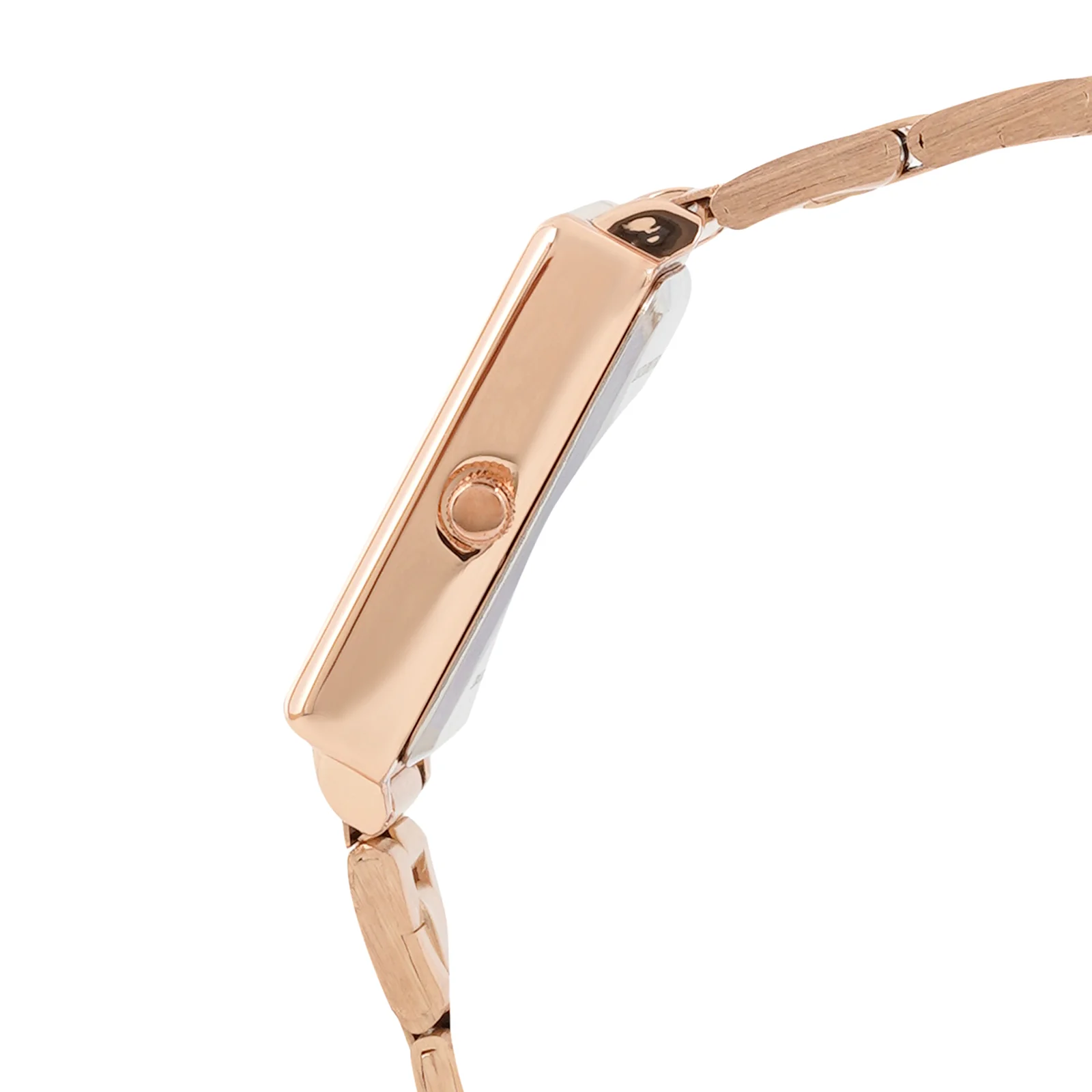 Quad White Small Rectangle Dial Rose Gold Linked Chain Strap Women's Watch - Image 5
