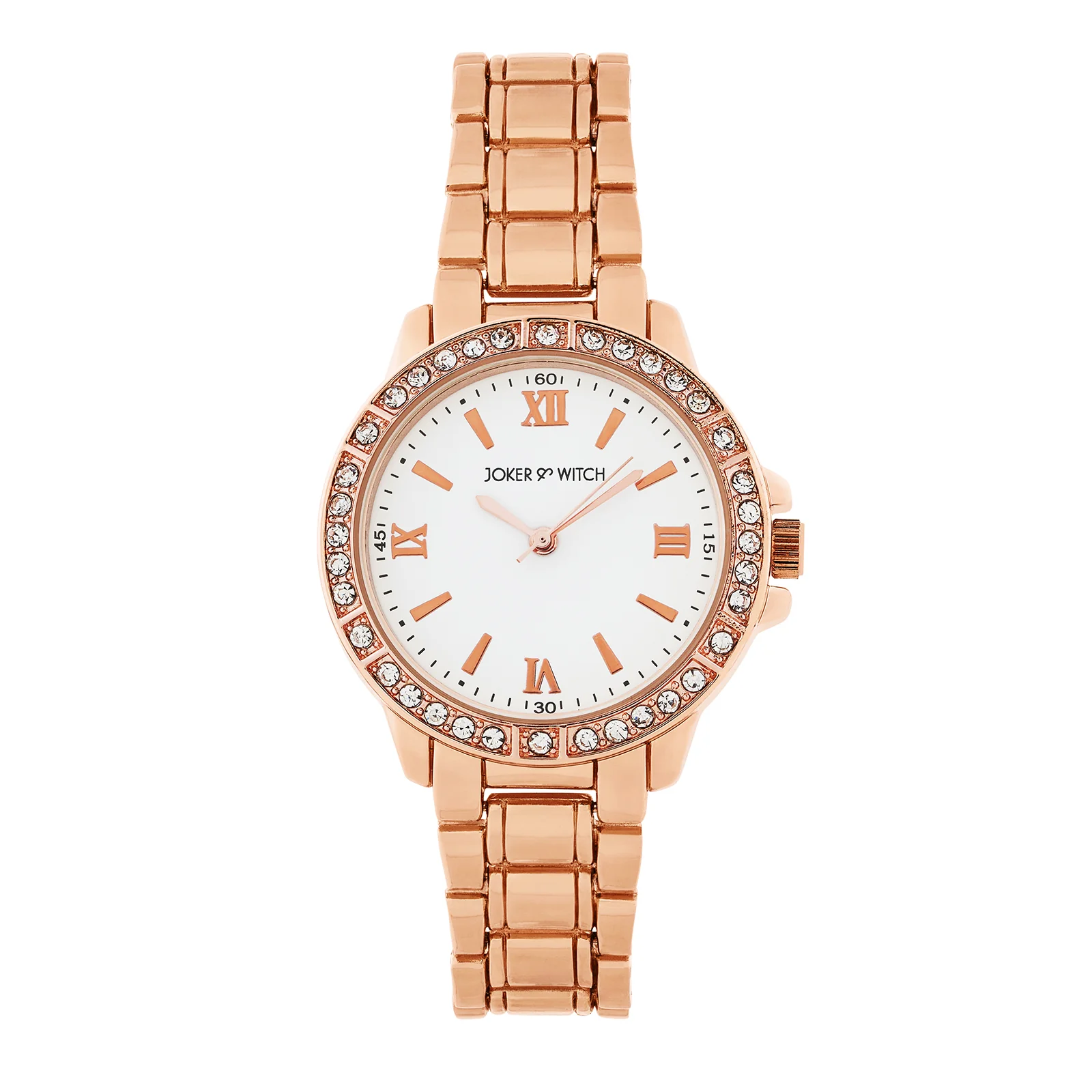 Radiant Halo White Medium Rhinestone Dial Rose Gold Linked Chain Strap Women's Watch - Image 3