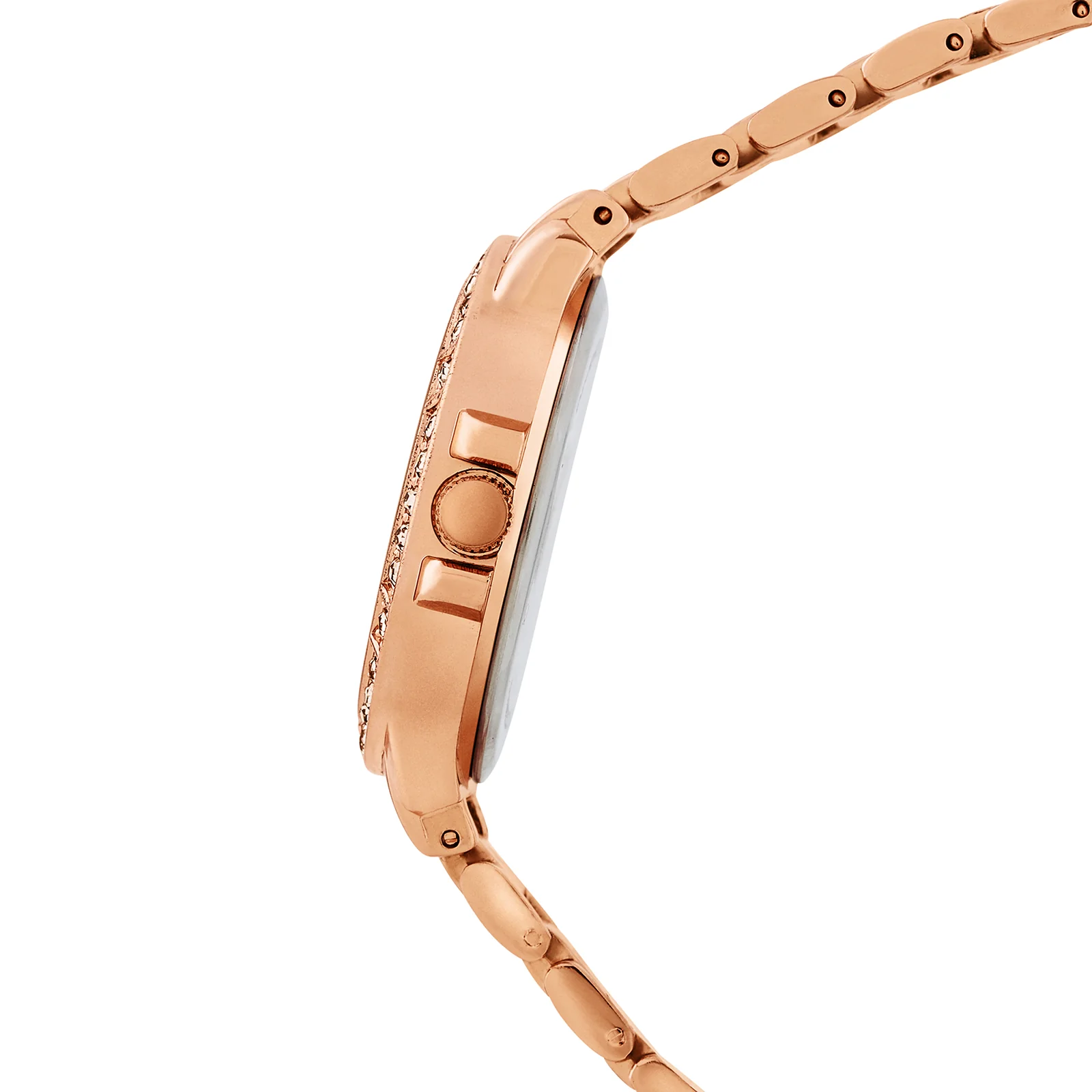 Radiant Halo White Medium Rhinestone Dial Rose Gold Linked Chain Strap Women's Watch - Image 5