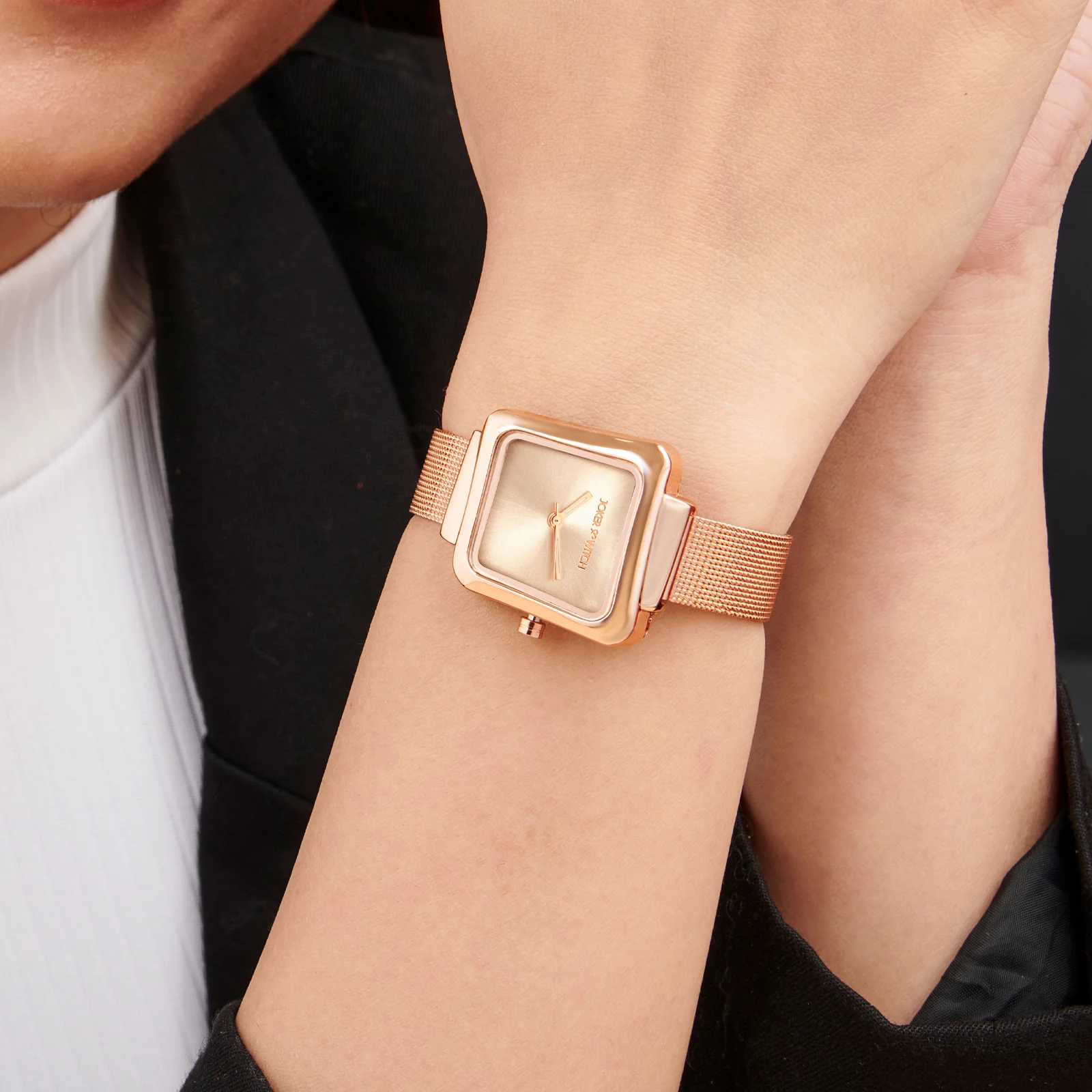Regalia Rose Gold Small Hexagon Dial Mesh Strap Women's Watch
