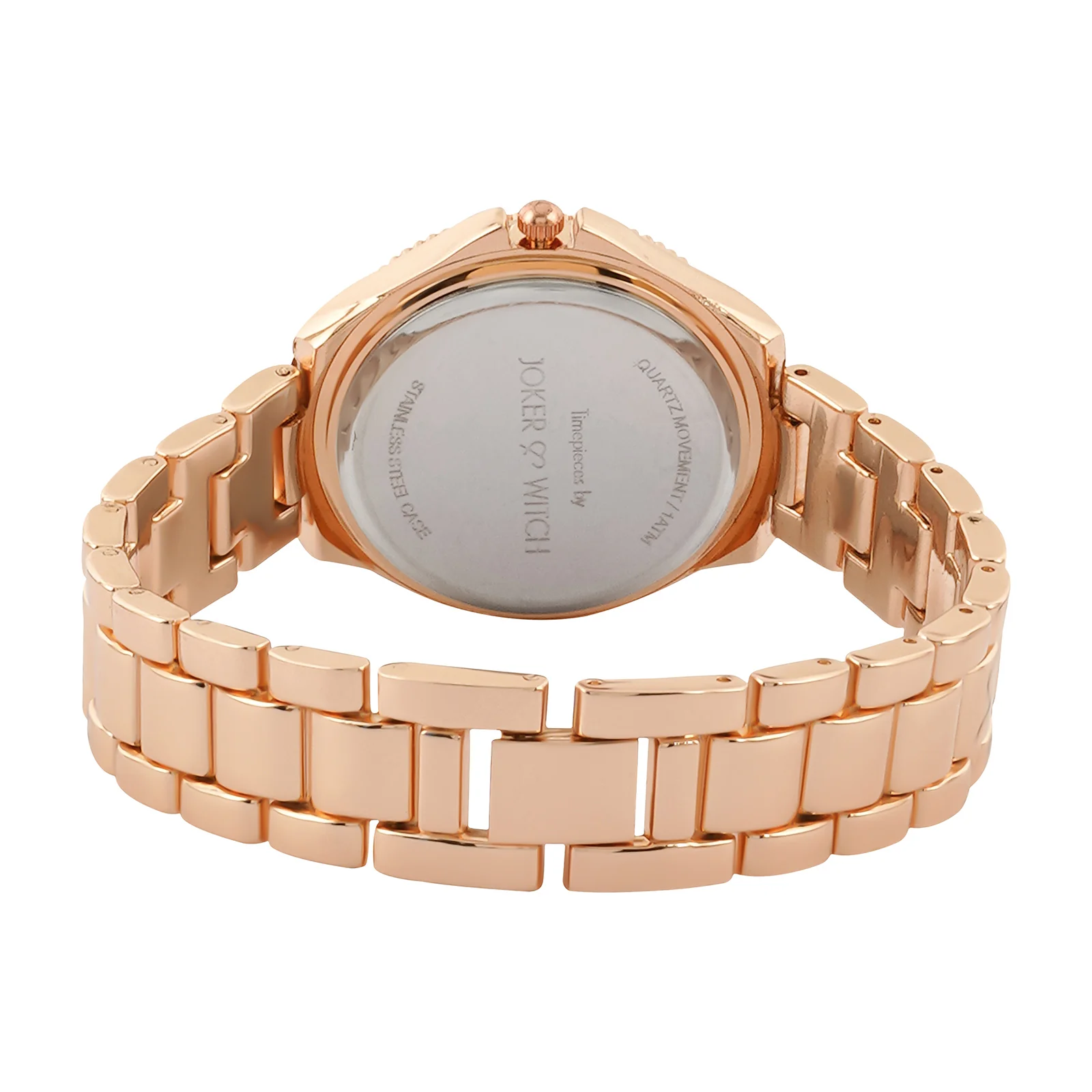 Reina Taupe Sunray Medium Rhinestone Dial Rose Gold Linked Chain Strap Women's Watch - Image 6