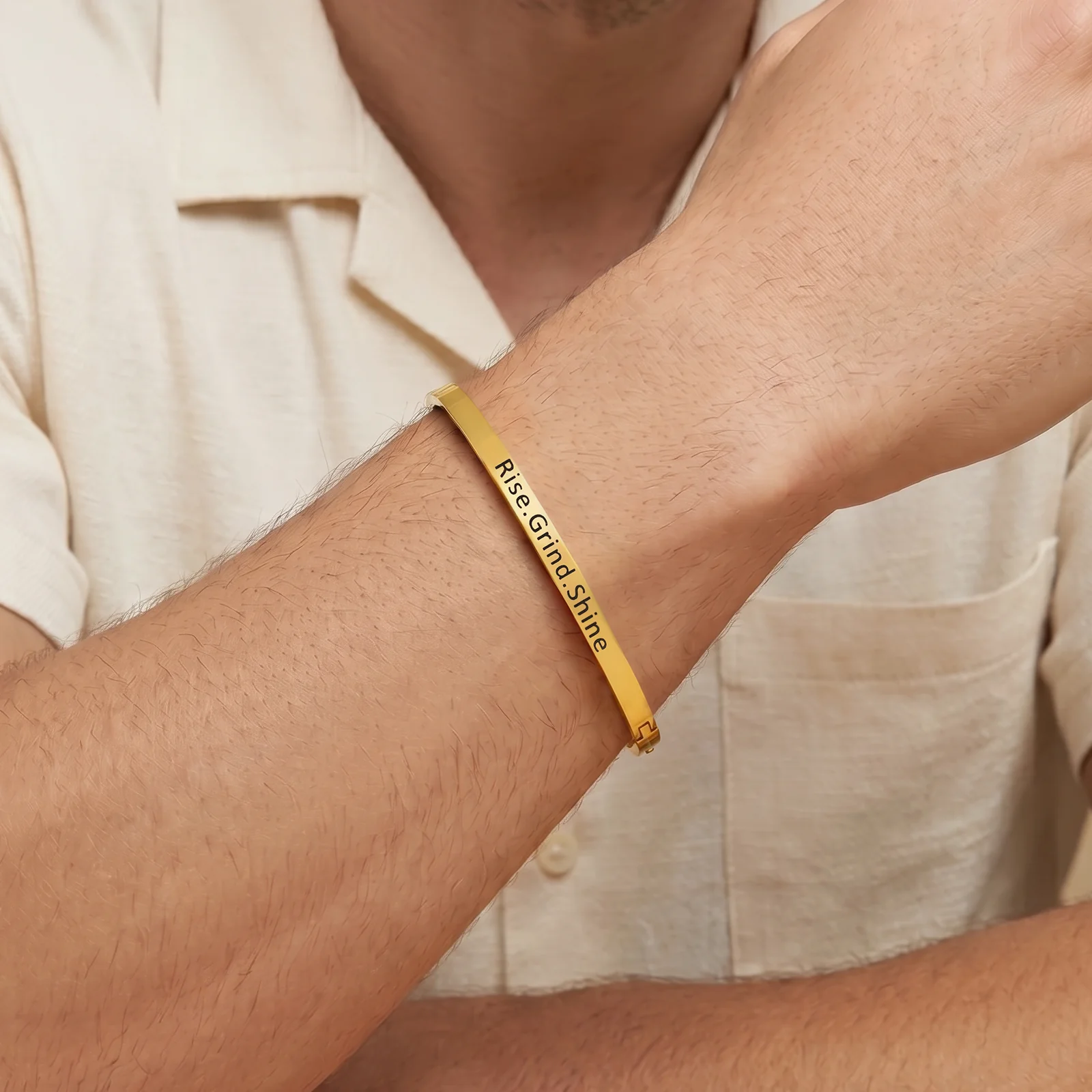 Rise.Grind.Shine Gold Mantra Band - Image 3