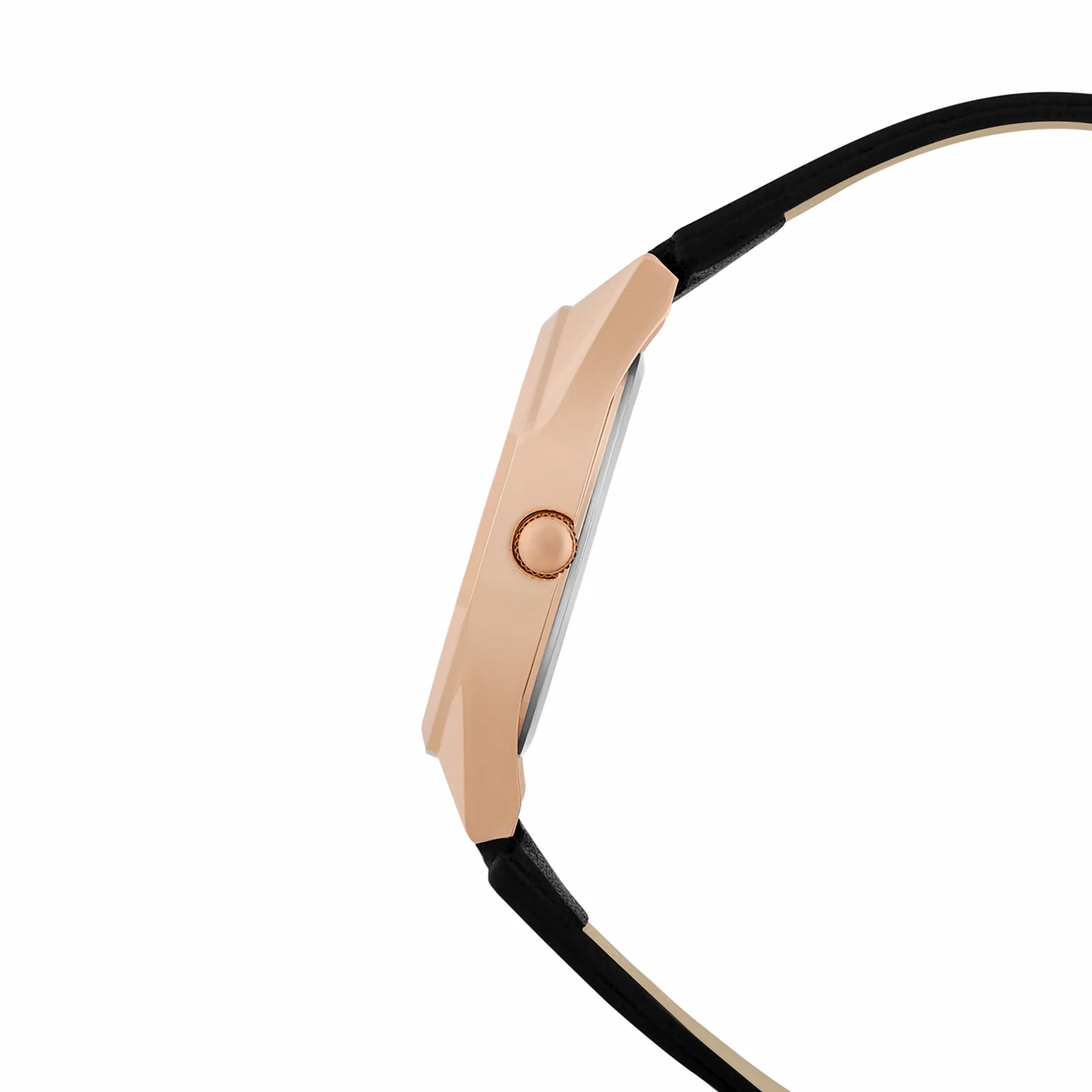 Roey Rose Gold Sunray Dial Black PU Strap Women's Watch - Image 5