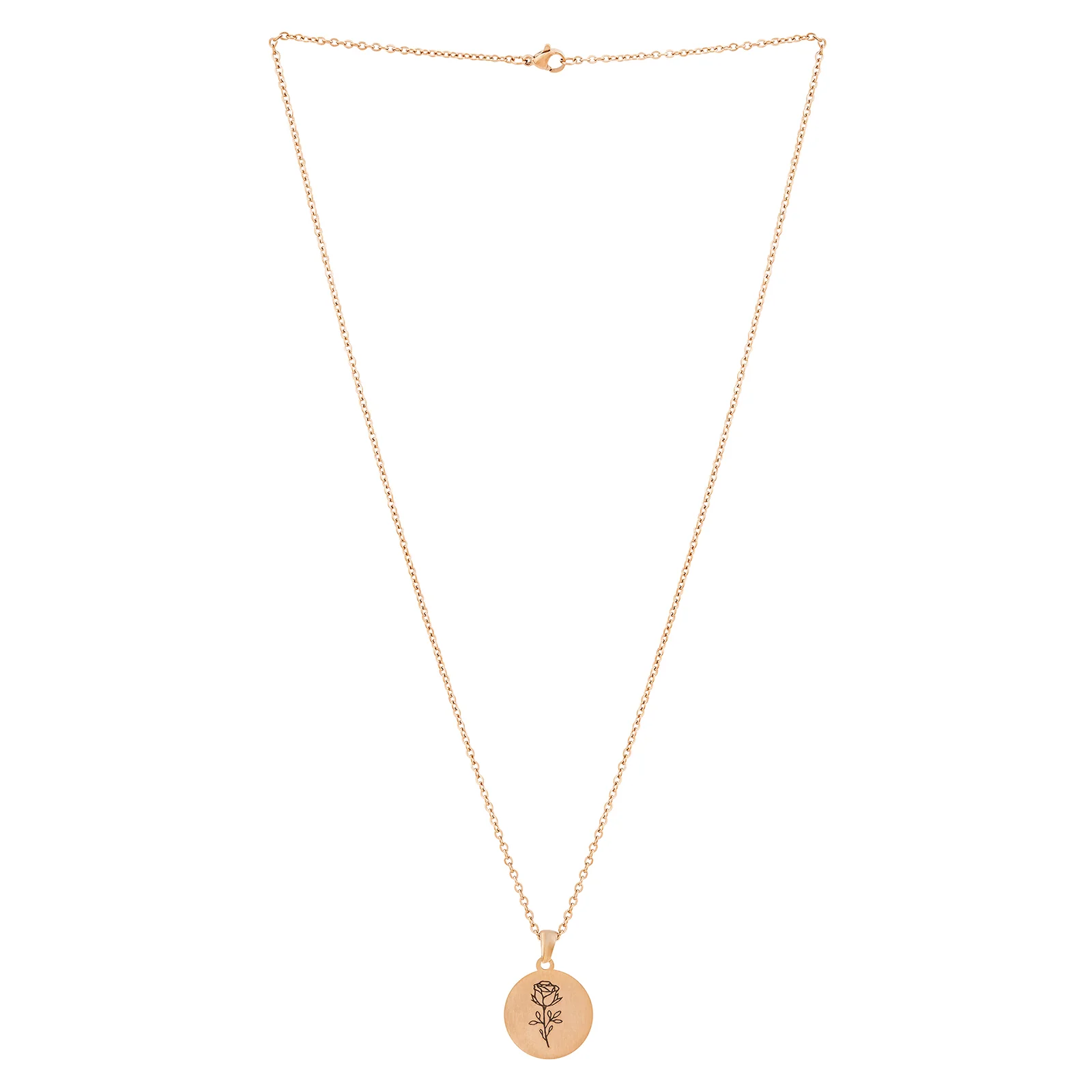 Rosette Rose Gold Women's Round Mantra Necklace - Image 3