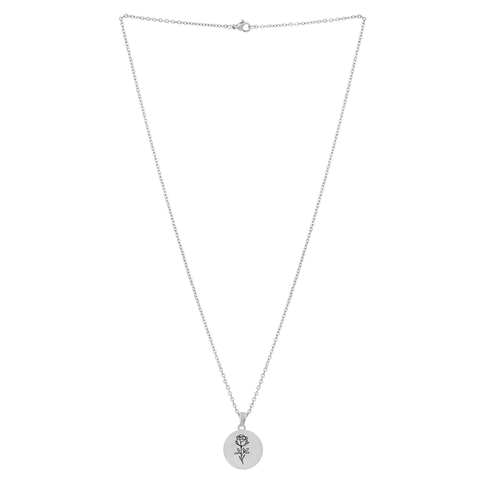 Rosette Silver Women's Round Mantra Necklace - Image 3