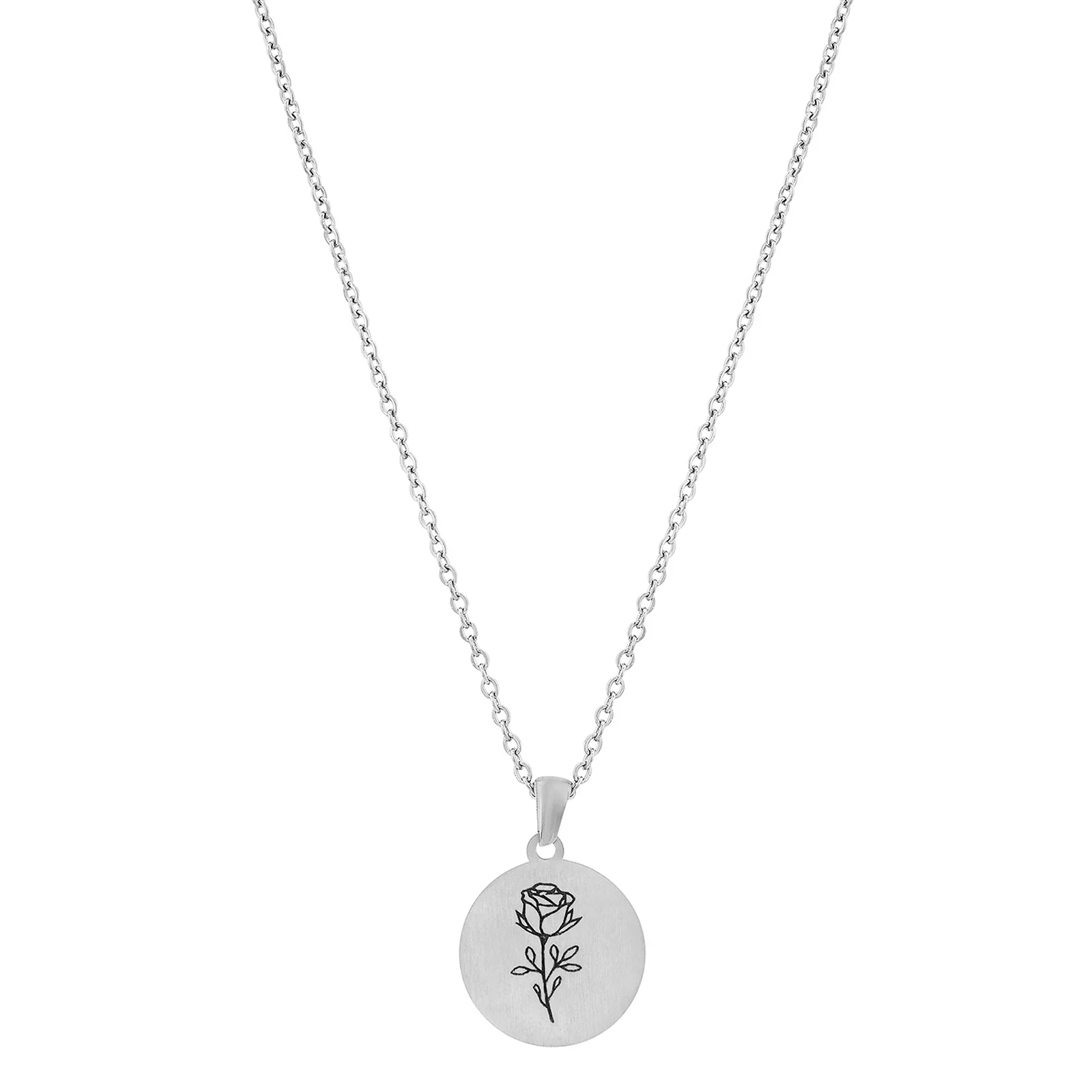 Rosette Silver Women's Round Mantra Necklace - Image 5
