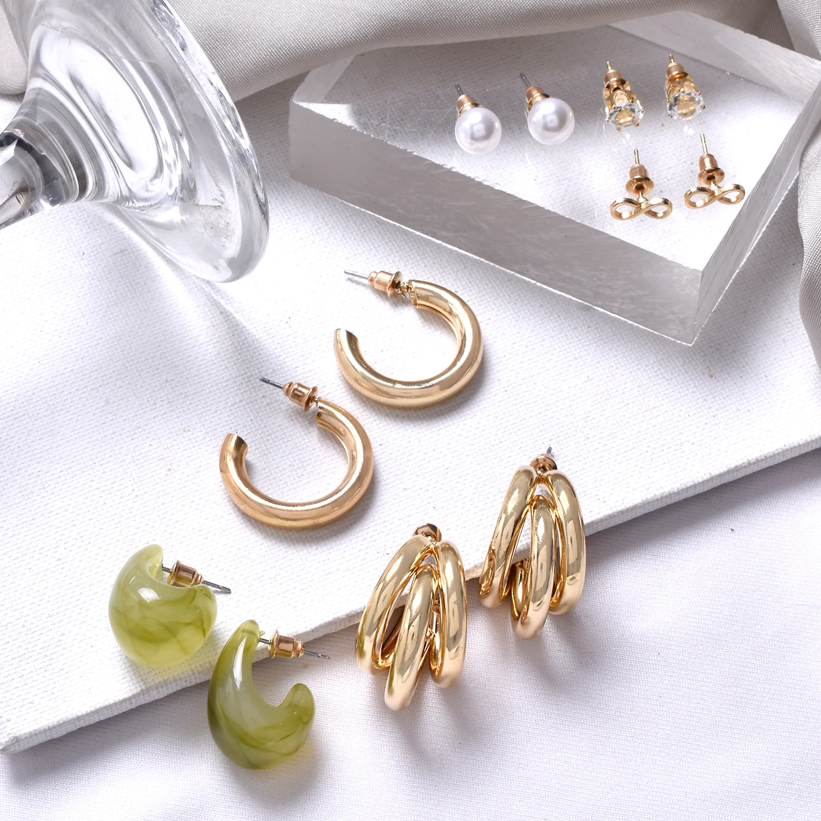 Sage Hoop-Stud Combo Set