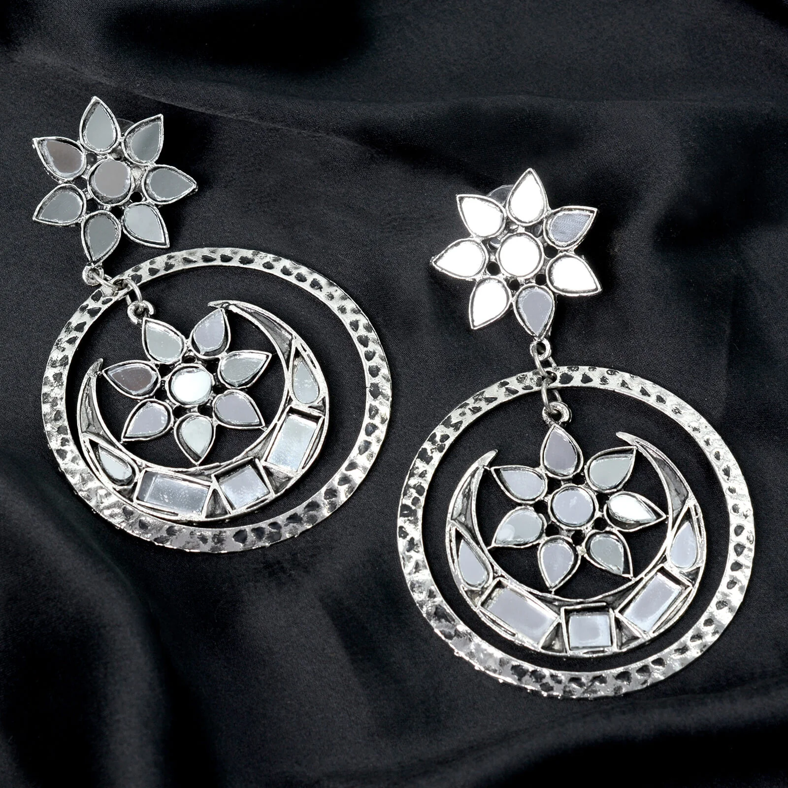 Samaya Silver Oxidized Mirror Earrings