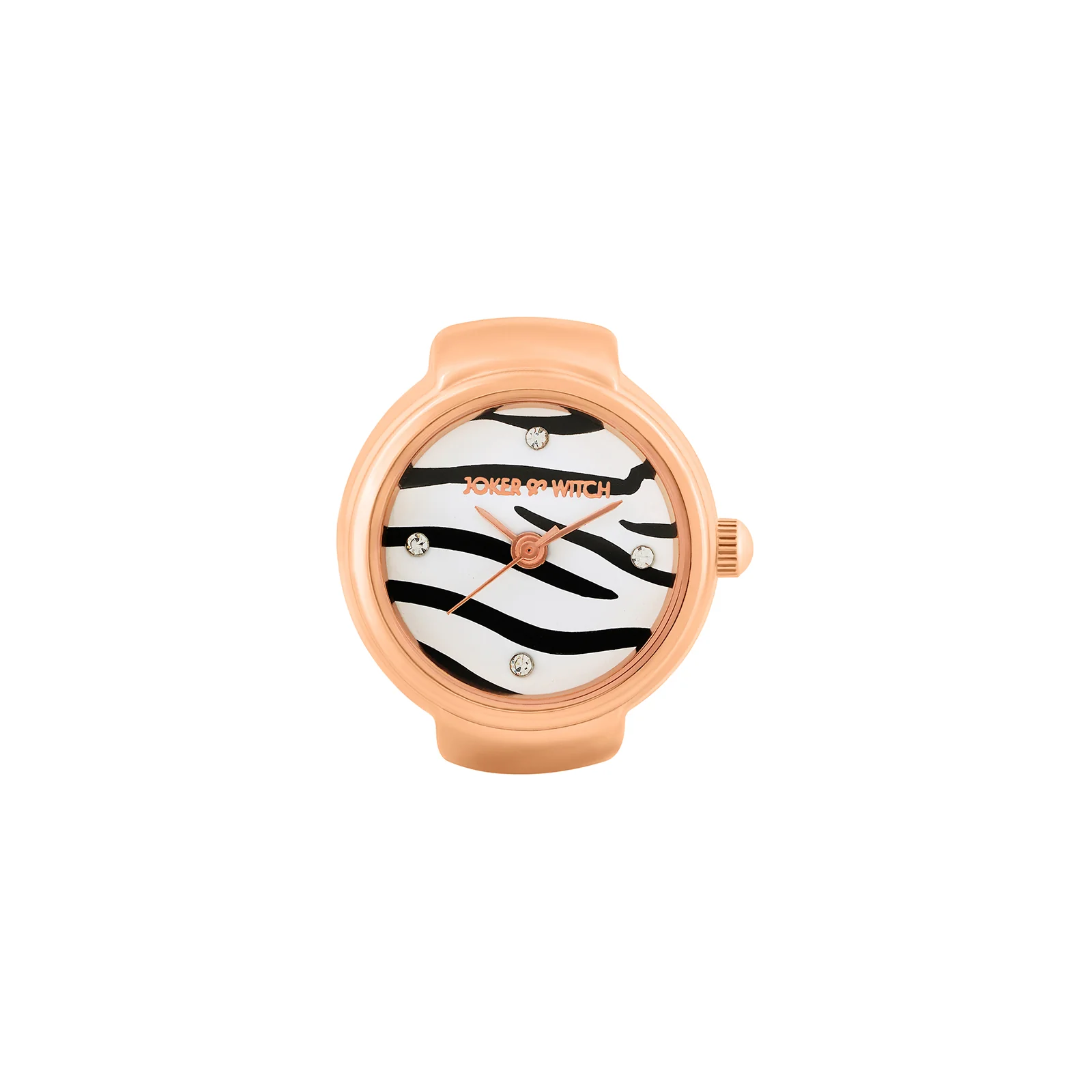 Savanna Zebra Mini Studded Dial Rose Gold Women's Ring Watch - Image 3