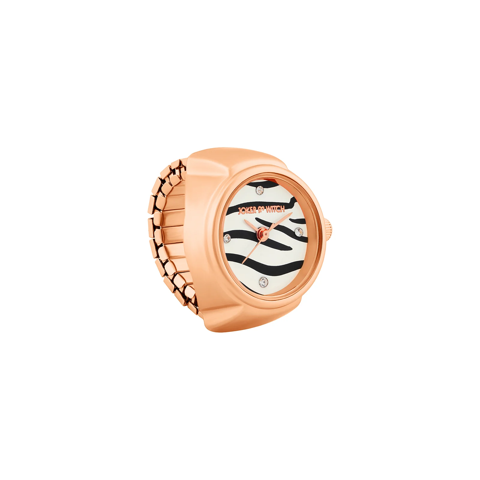 Savanna Zebra Mini Studded Dial Rose Gold Women's Ring Watch - Image 4