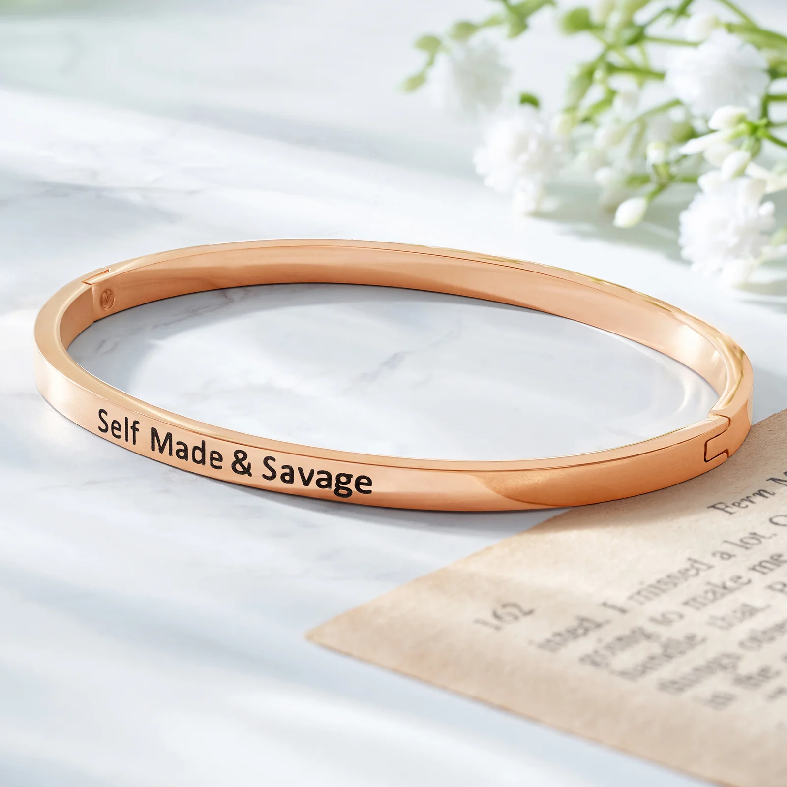 Self-Made & Savage Rose Gold Mantra Band