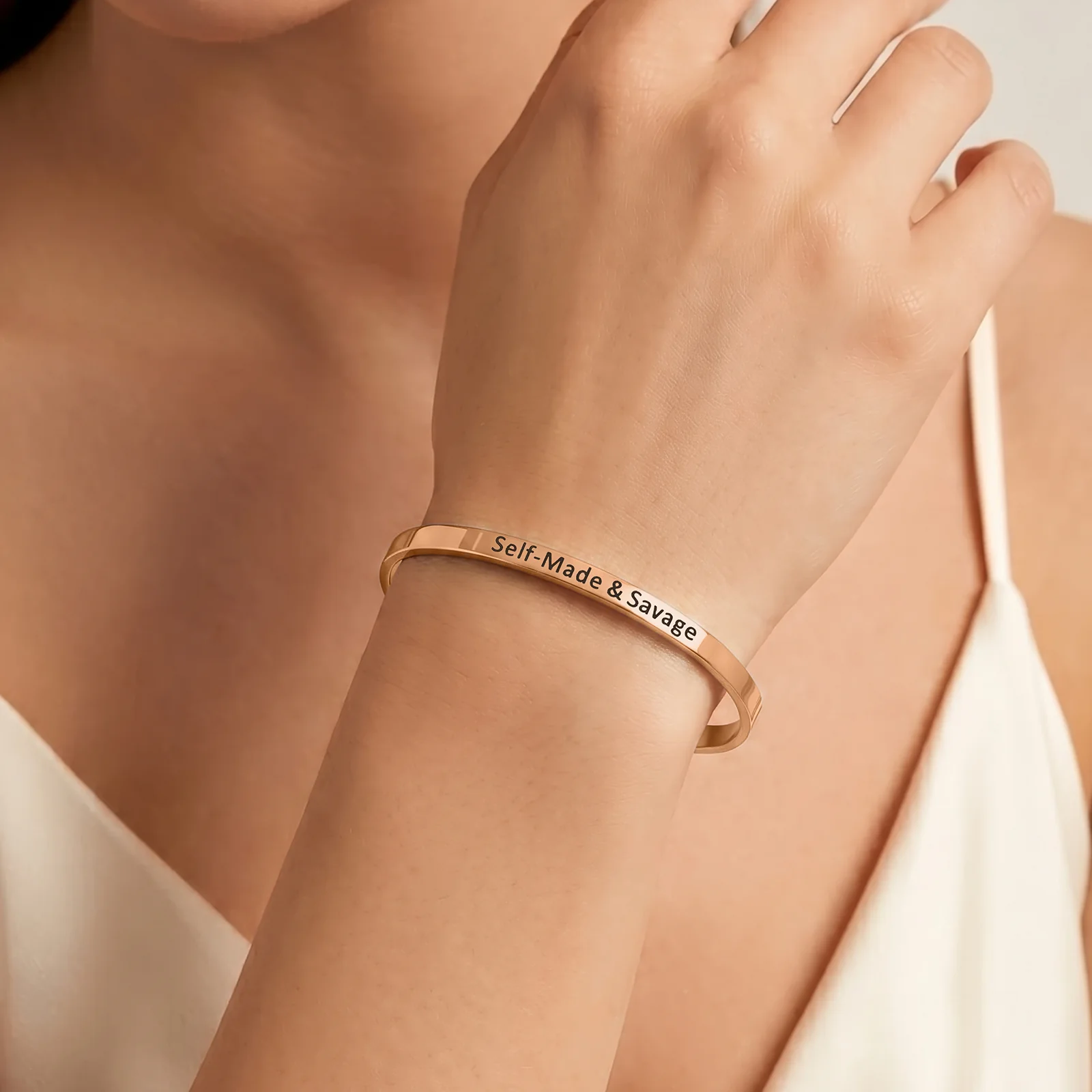 Self-Made & Savage Rose Gold Mantra Band - Image 2