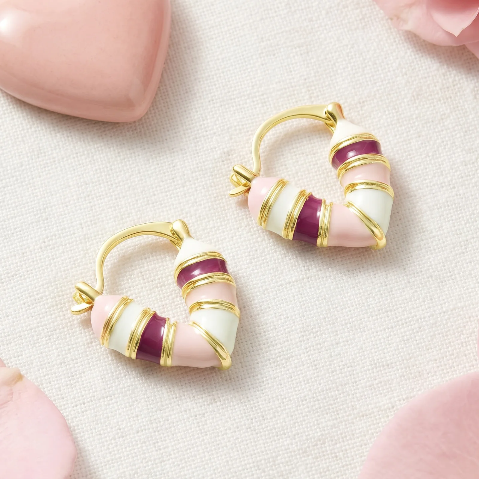 Serene Heart Shaped Red & Pink Love Earrings