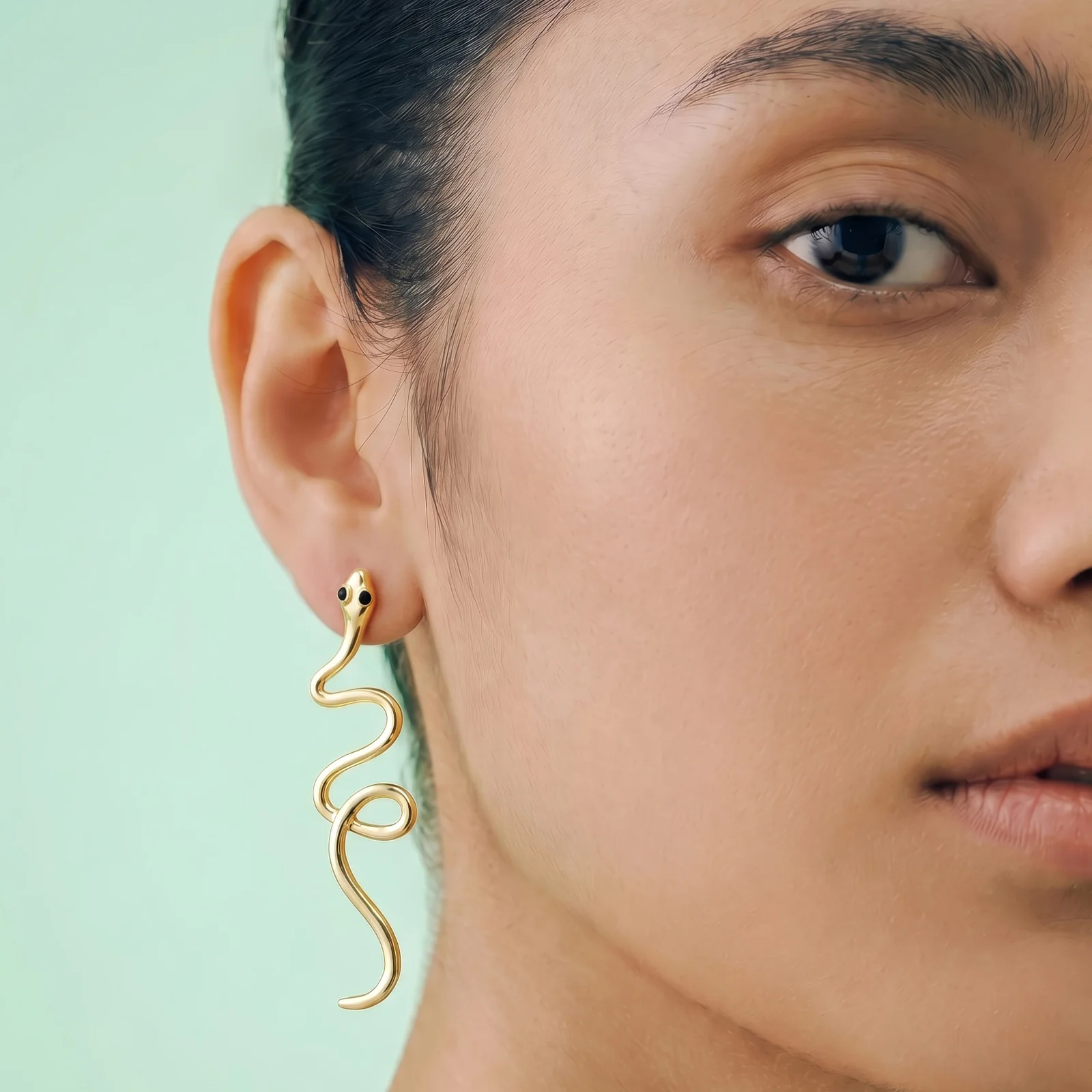 Serpens Gold Snake Earring