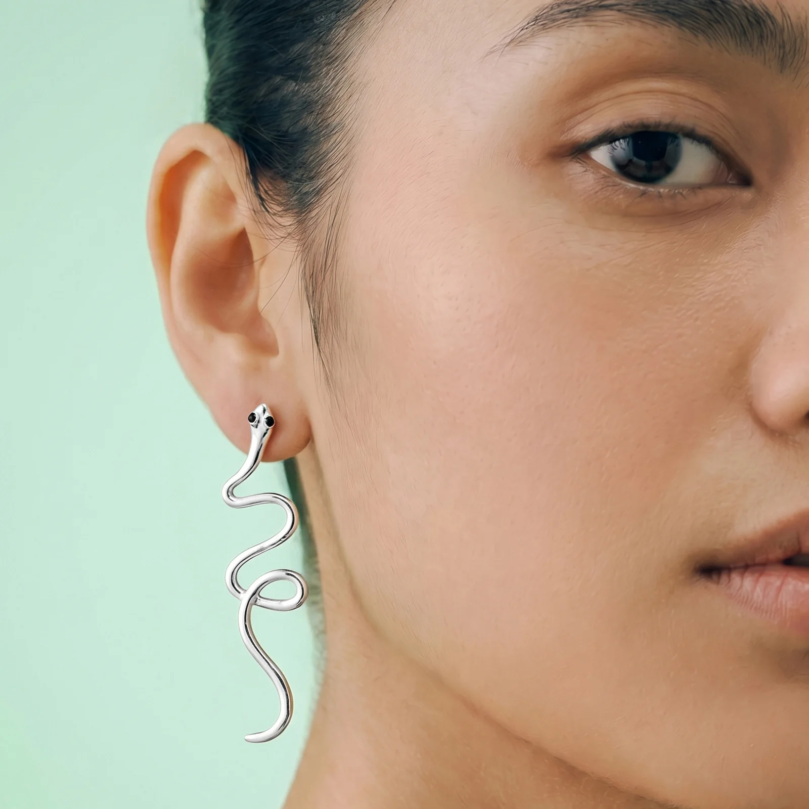 Serpens Silver Snake Earring - Image 2