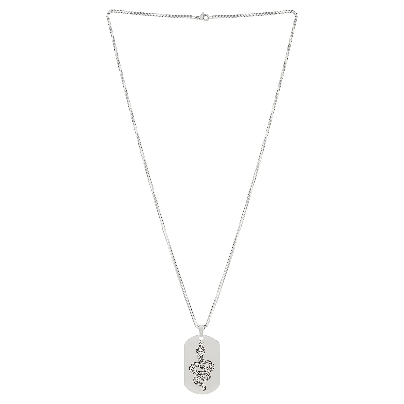 Serpent Silver Men's Curve Tag Mantra Necklace - Image 3