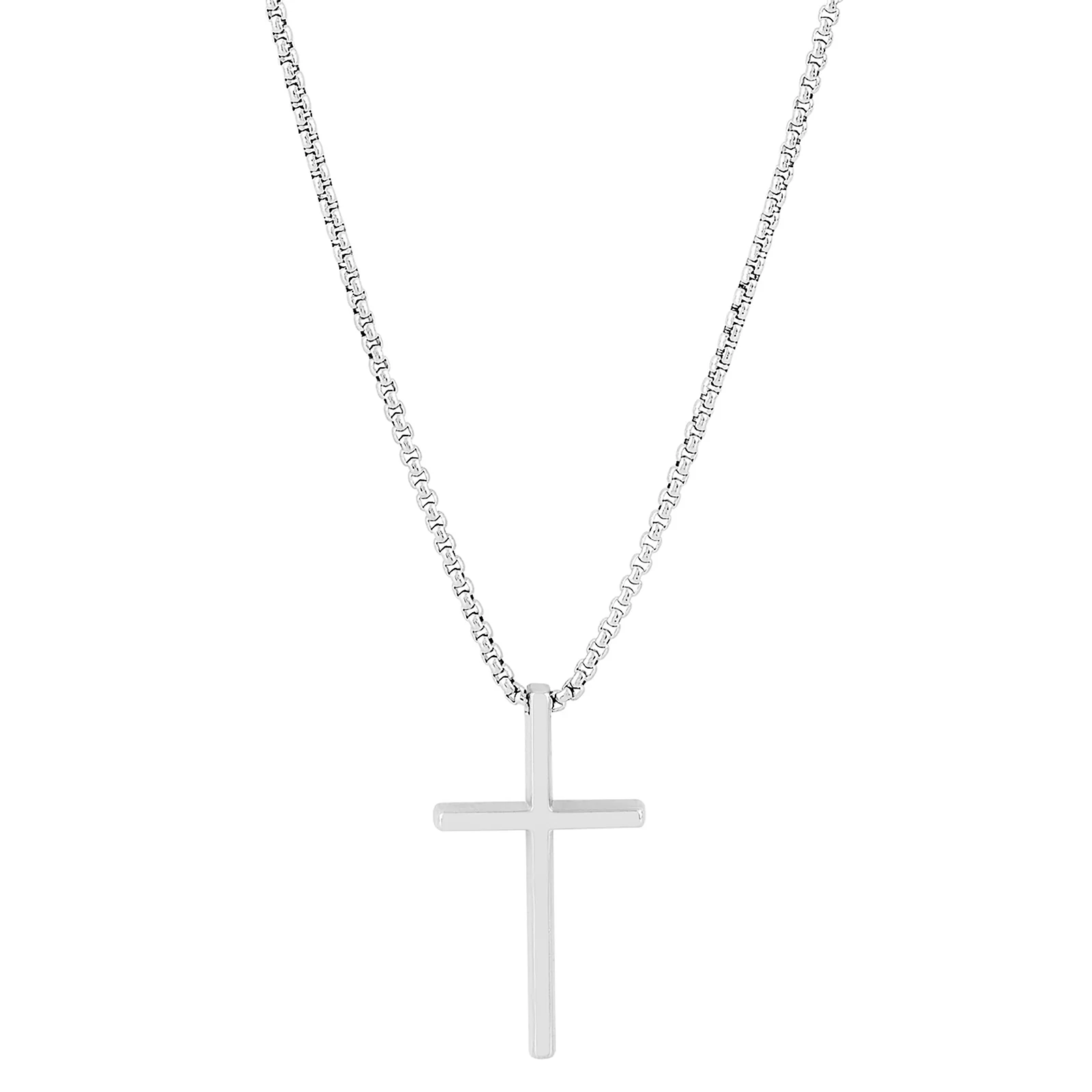 Silver Faith Cross Men's Necklace - Image 3