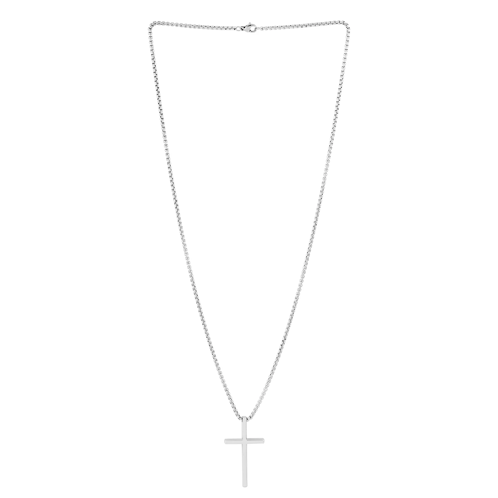 Silver Faith Cross Men's Necklace - Image 4