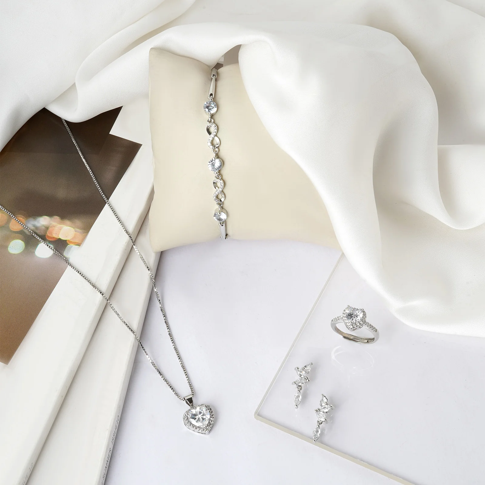 Silver Slice Jewelry Set