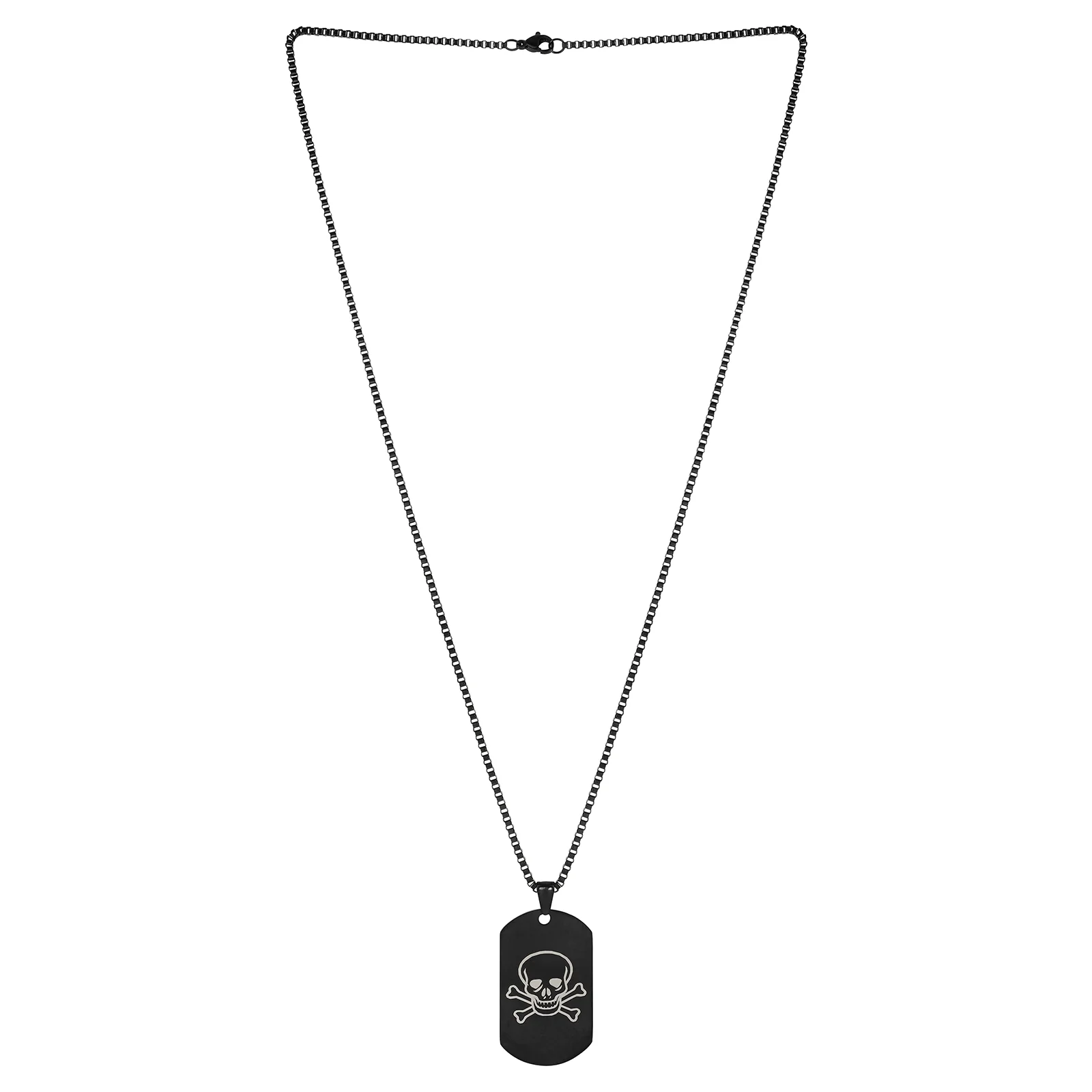 Skull & Bones Black Men's Curve Tag Mantra Necklace - Image 3