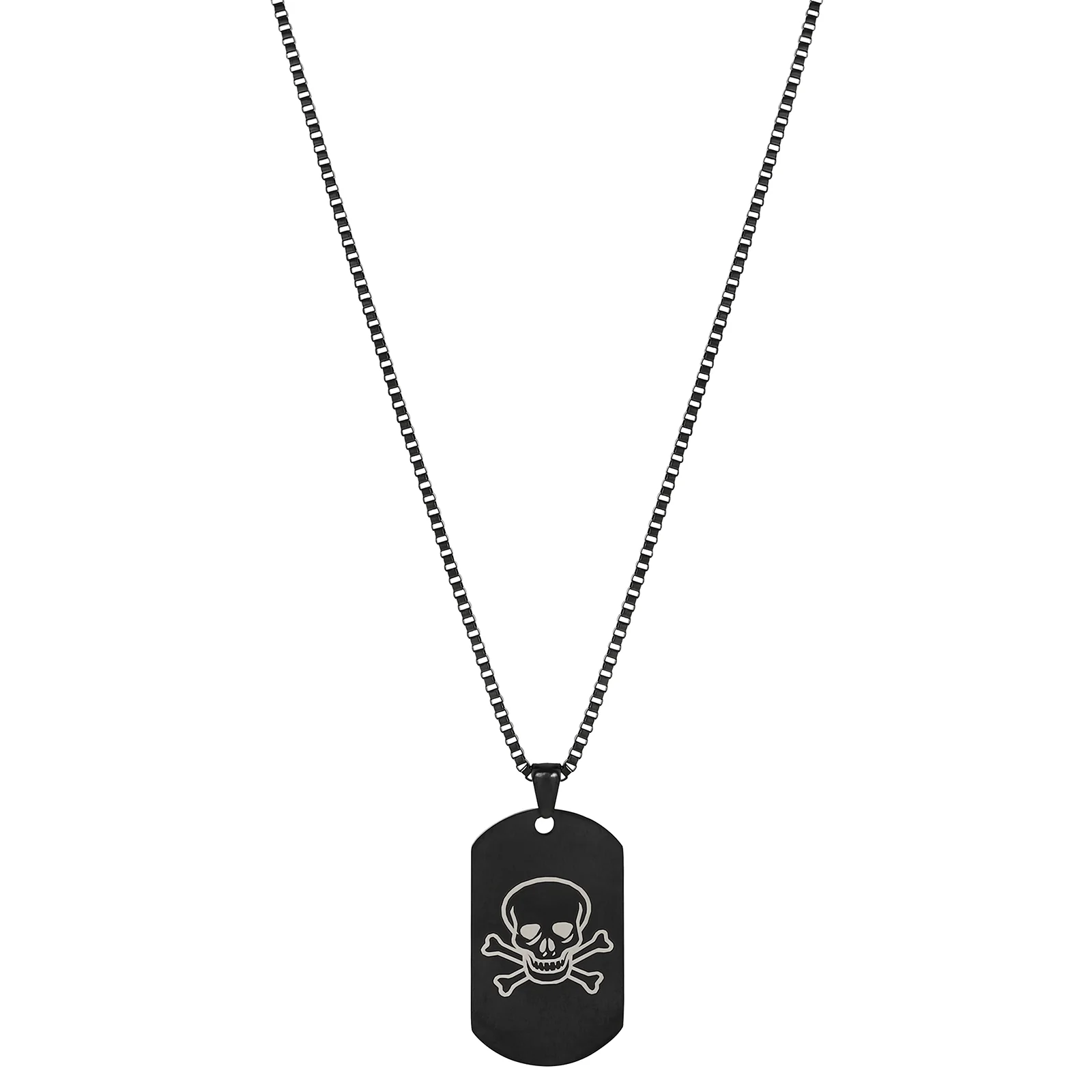 Skull & Bones Black Men's Curve Tag Mantra Necklace - Image 4