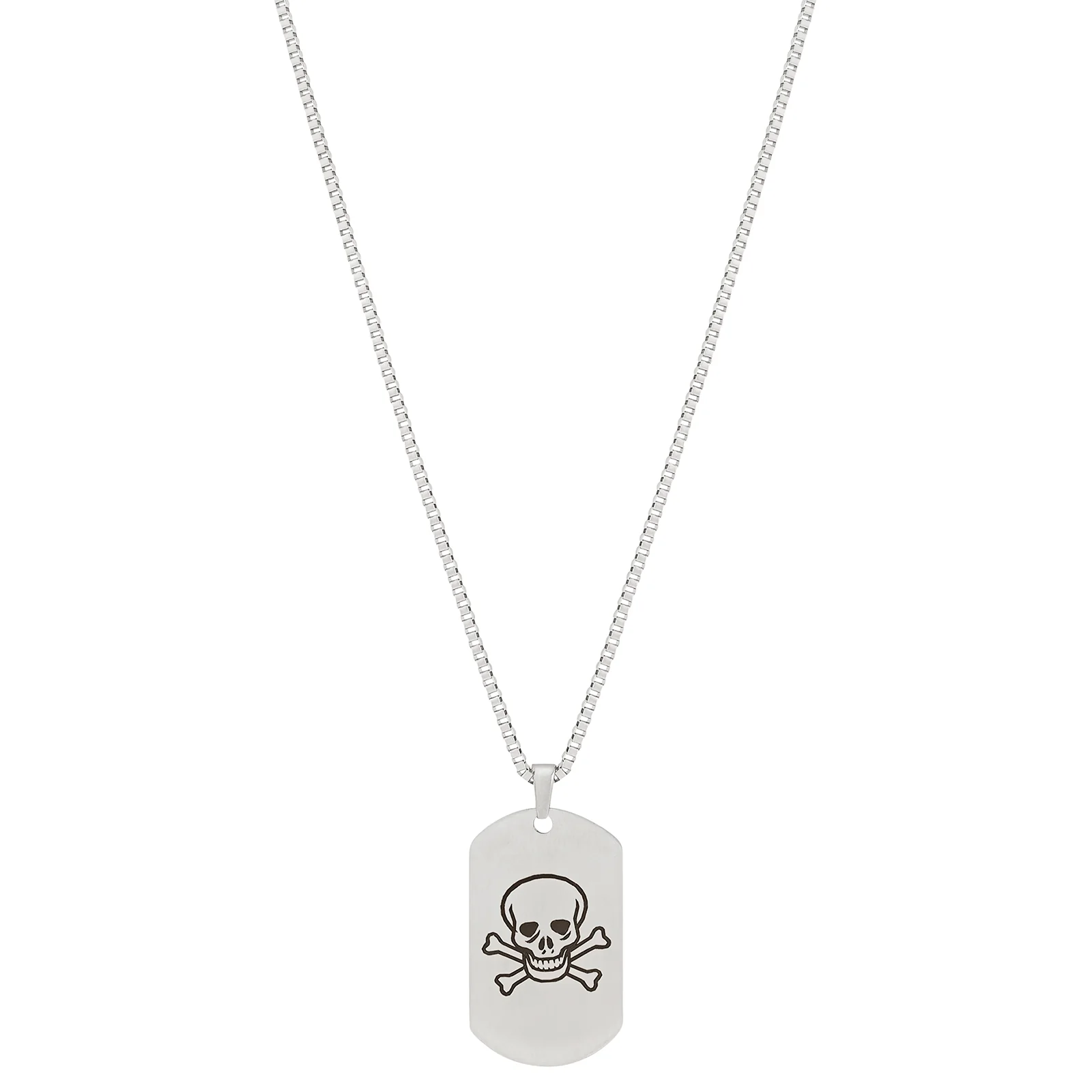 Skull & Bones Silver Men's Curve Tag Mantra Necklace - Image 4