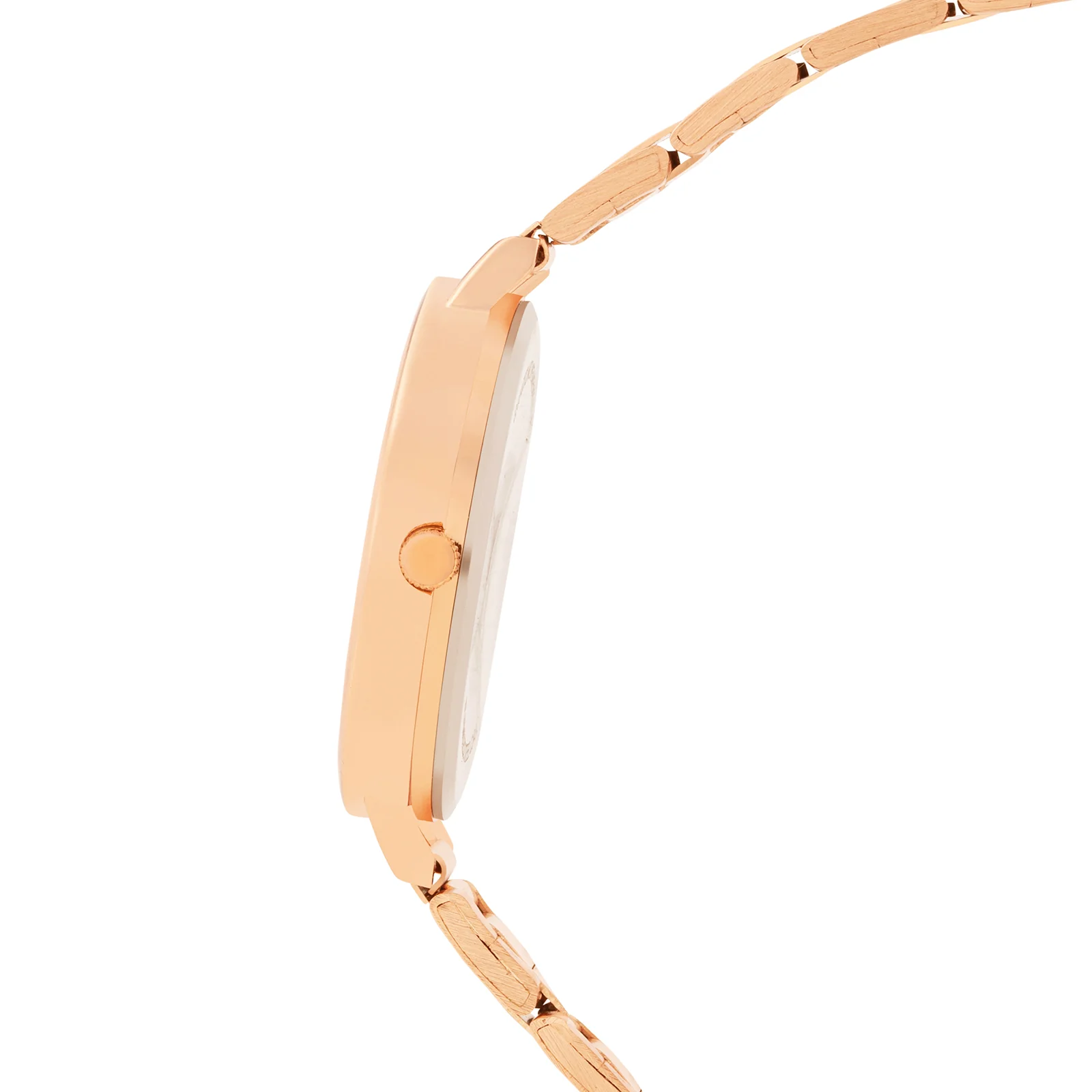 Sleek Brown Large Dial Rose Gold Linked Chain Strap Women's Watch - Image 5