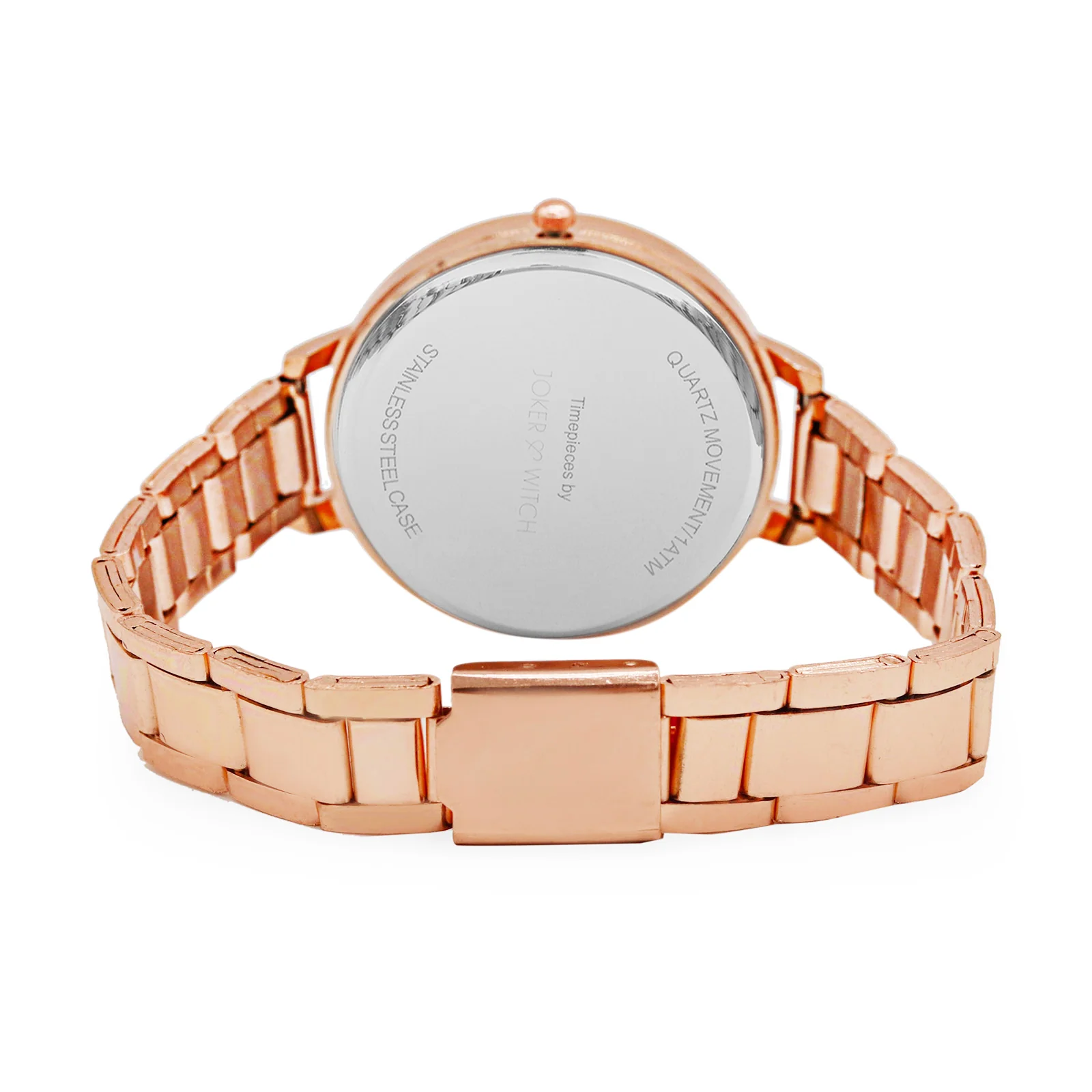 Sleek White Large Dial Rose Gold Linked Chain Strap Women's Watch - Image 7