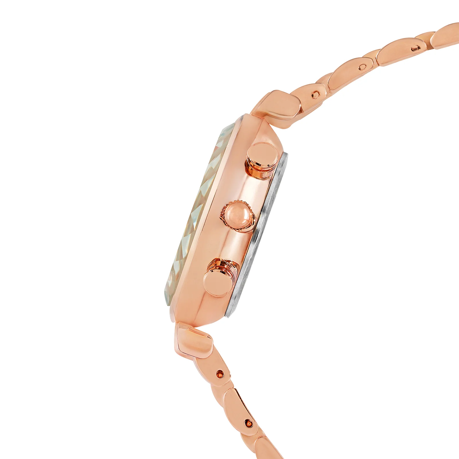 Solace Grey Sunray Crystal Glass Small Dial Rosegold Metallic Strap Women's Watch - Image 5